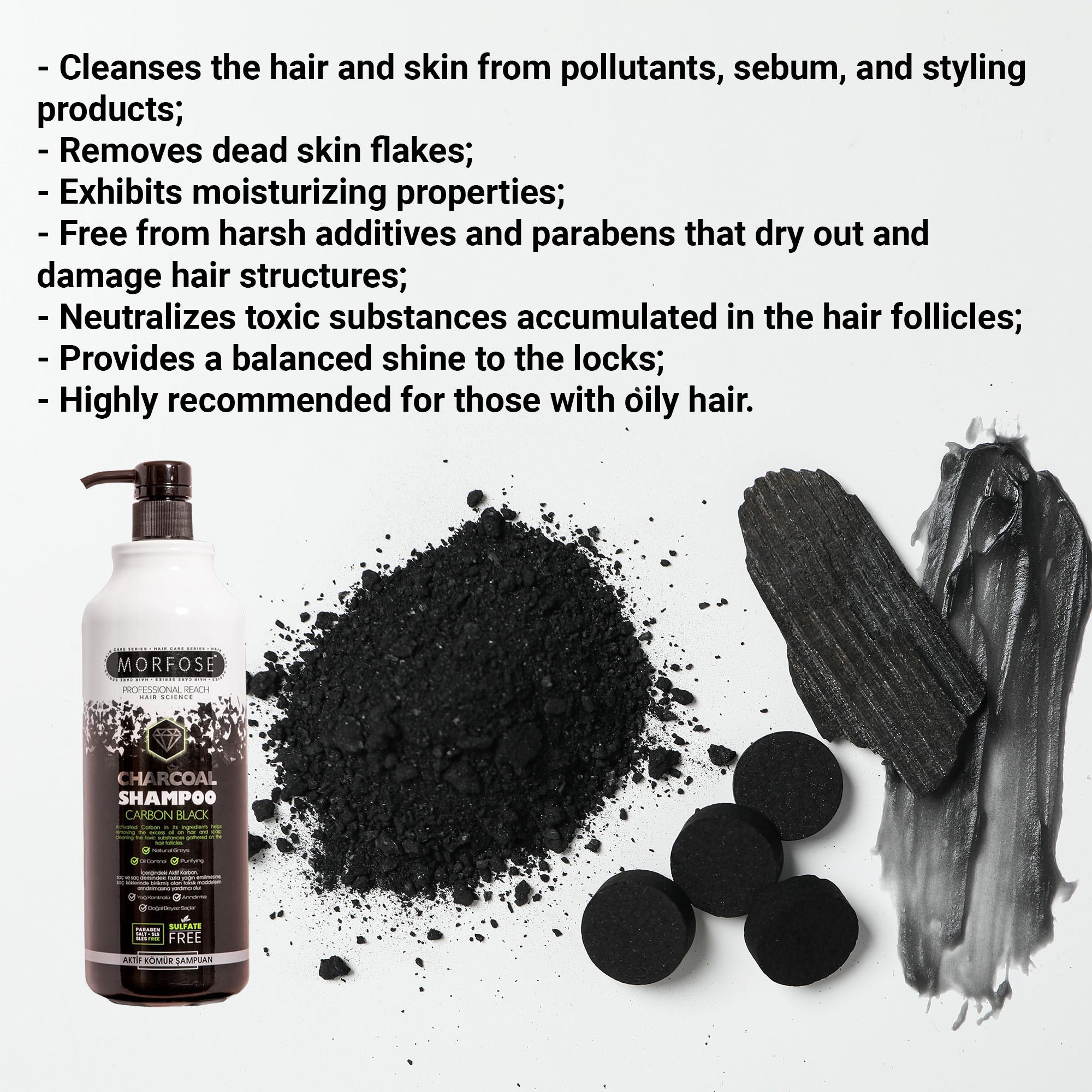 Morfose - Charcoal Shampoo Carbon Black SLS-free 1000ml