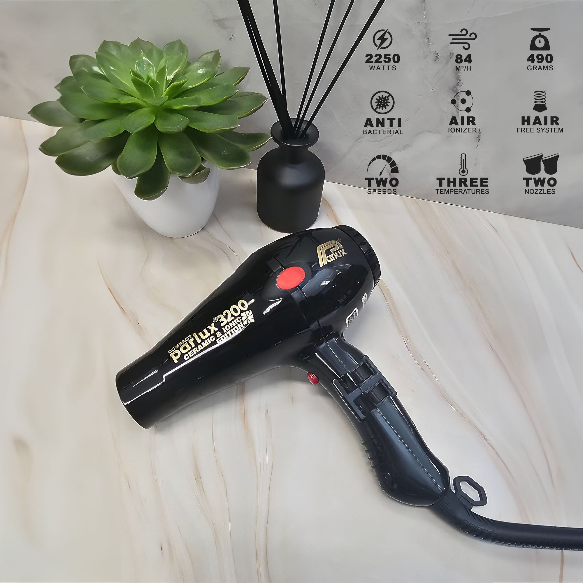 Parlux - 3200 Ceramic & Ionic Edition Hair Dryer 1900W Black