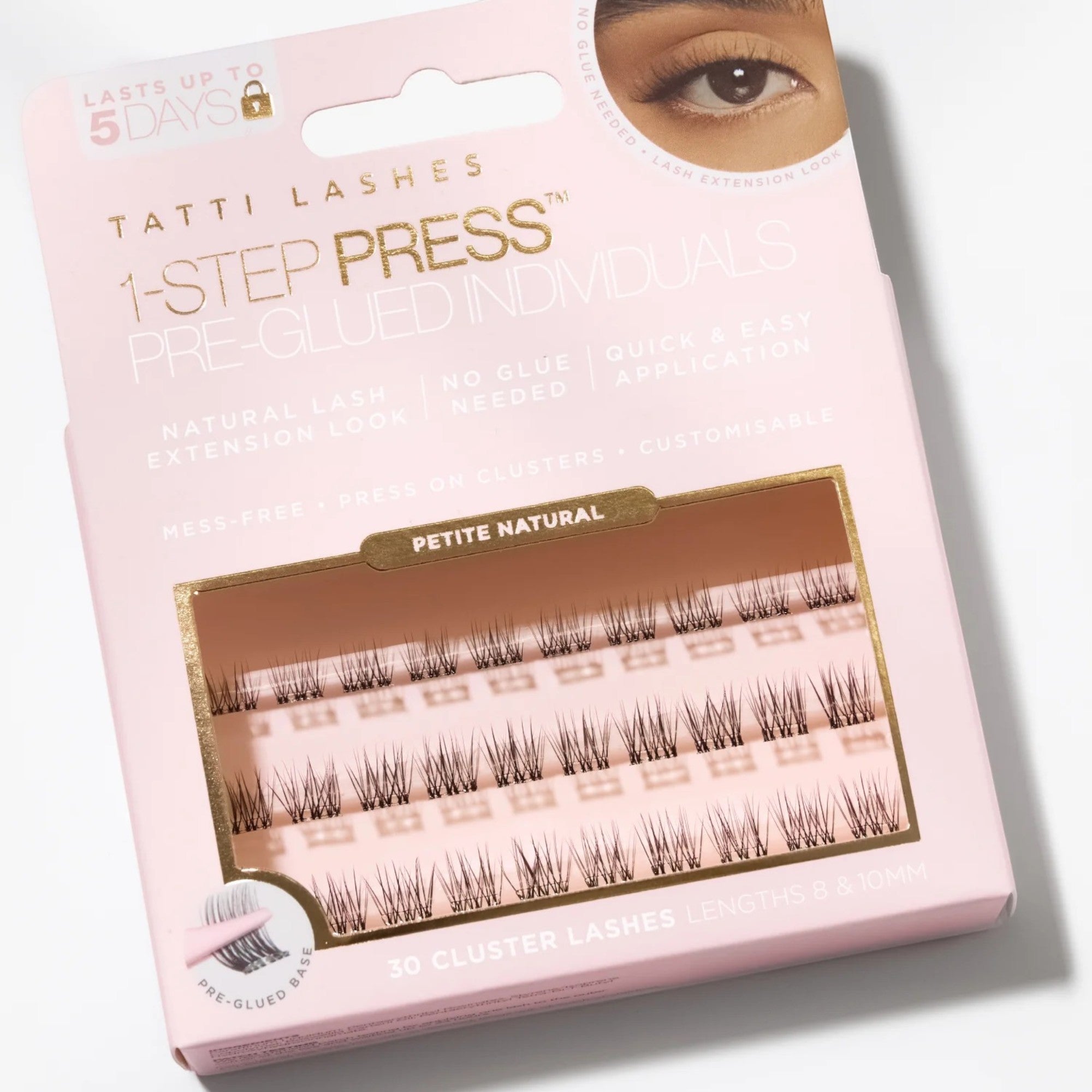 Tatti Lashes - 1-Step Press Pre-Glued Individual Cluster Lashes Petite Natural