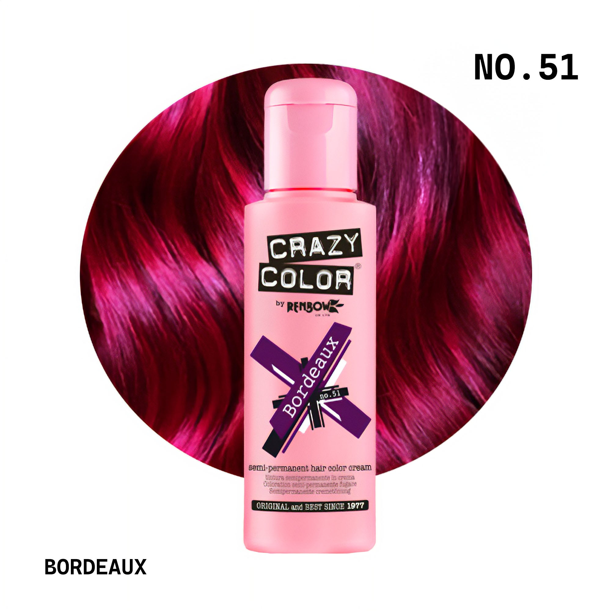 Crazy Color - Semi Permanent Hair Colour Cream Bordeaux No.51 100ml