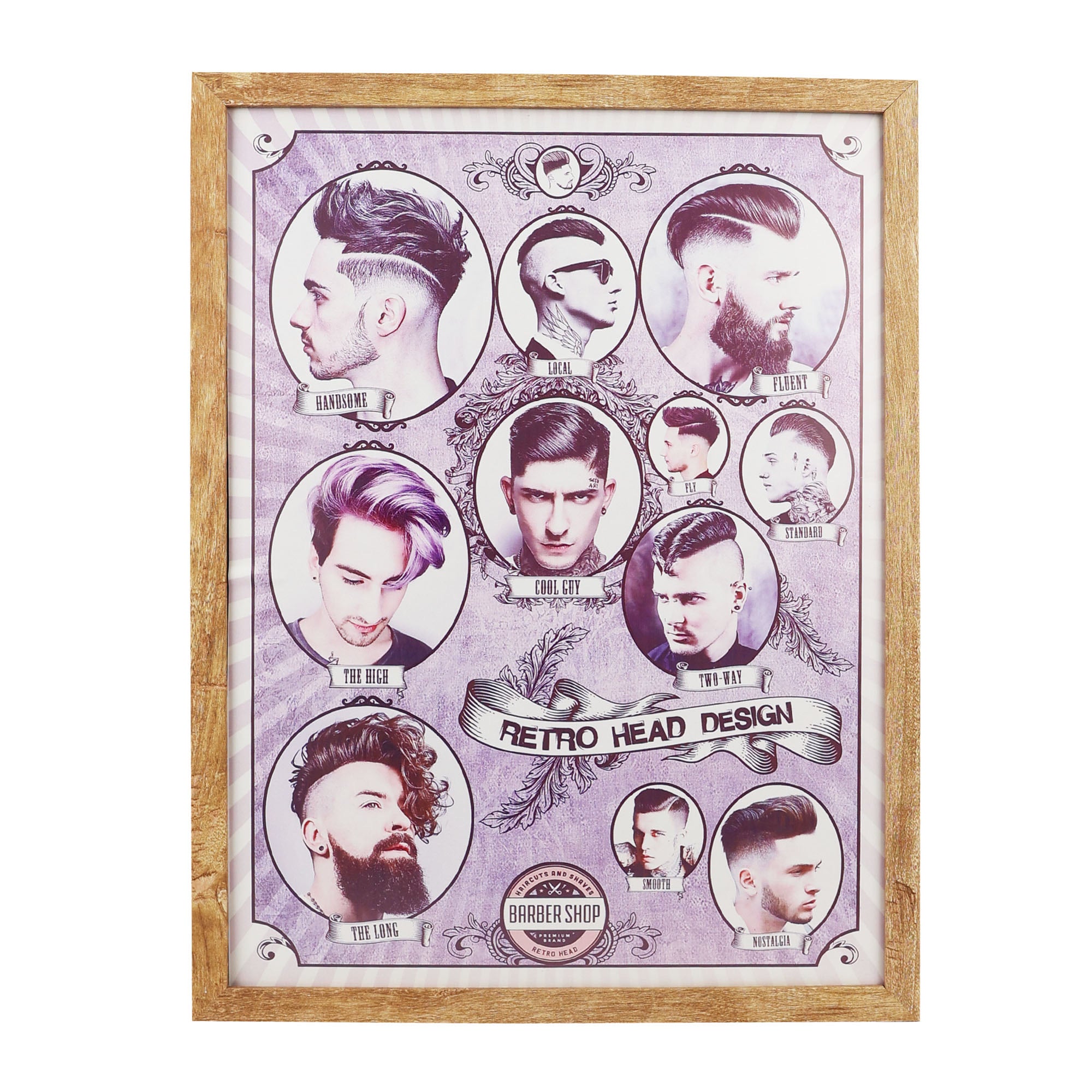 Eson - Barbershop Wall Art Vintage Retro Classic Head Design Framed Poster