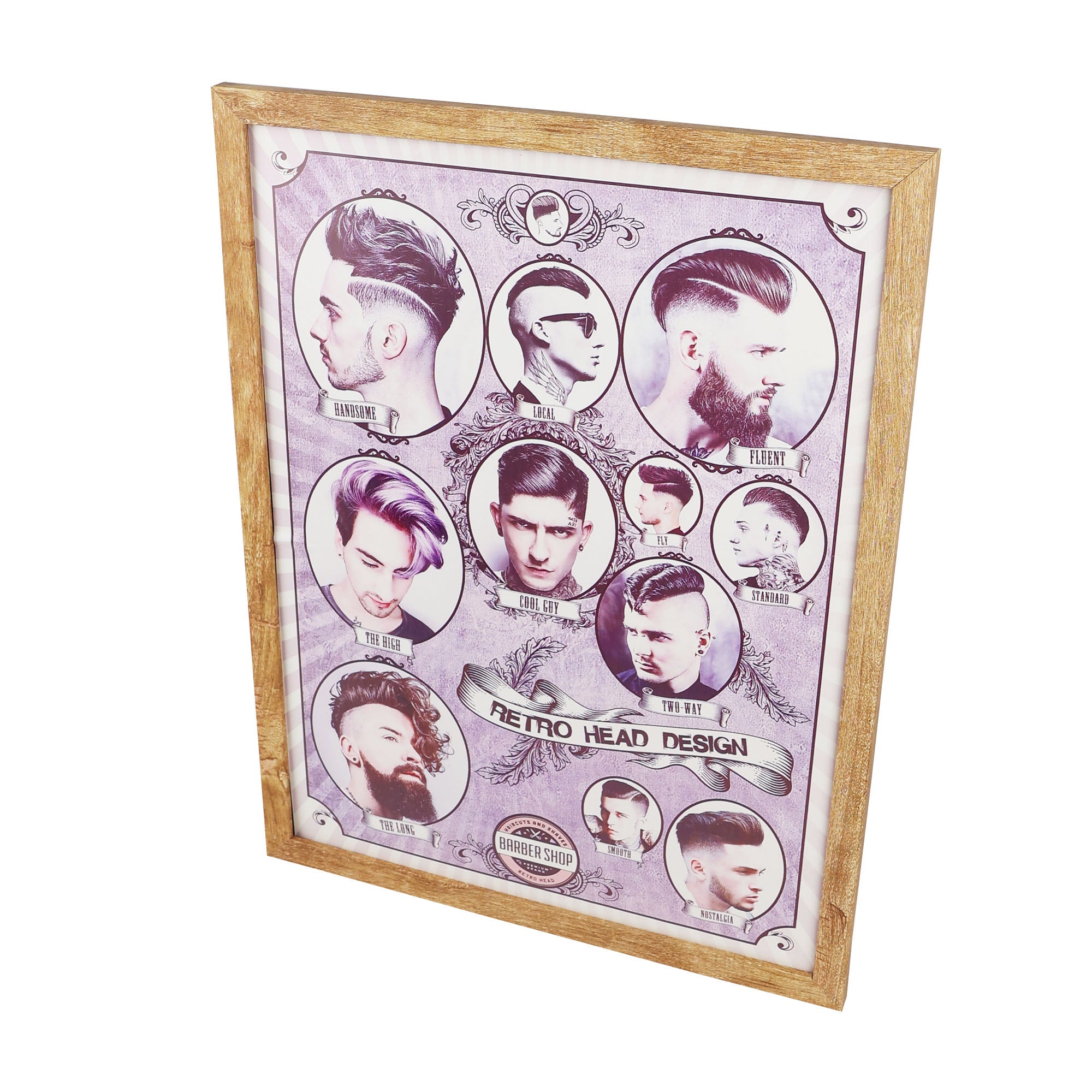 Eson - Barbershop Wall Art Vintage Retro Classic Head Design Framed Poster