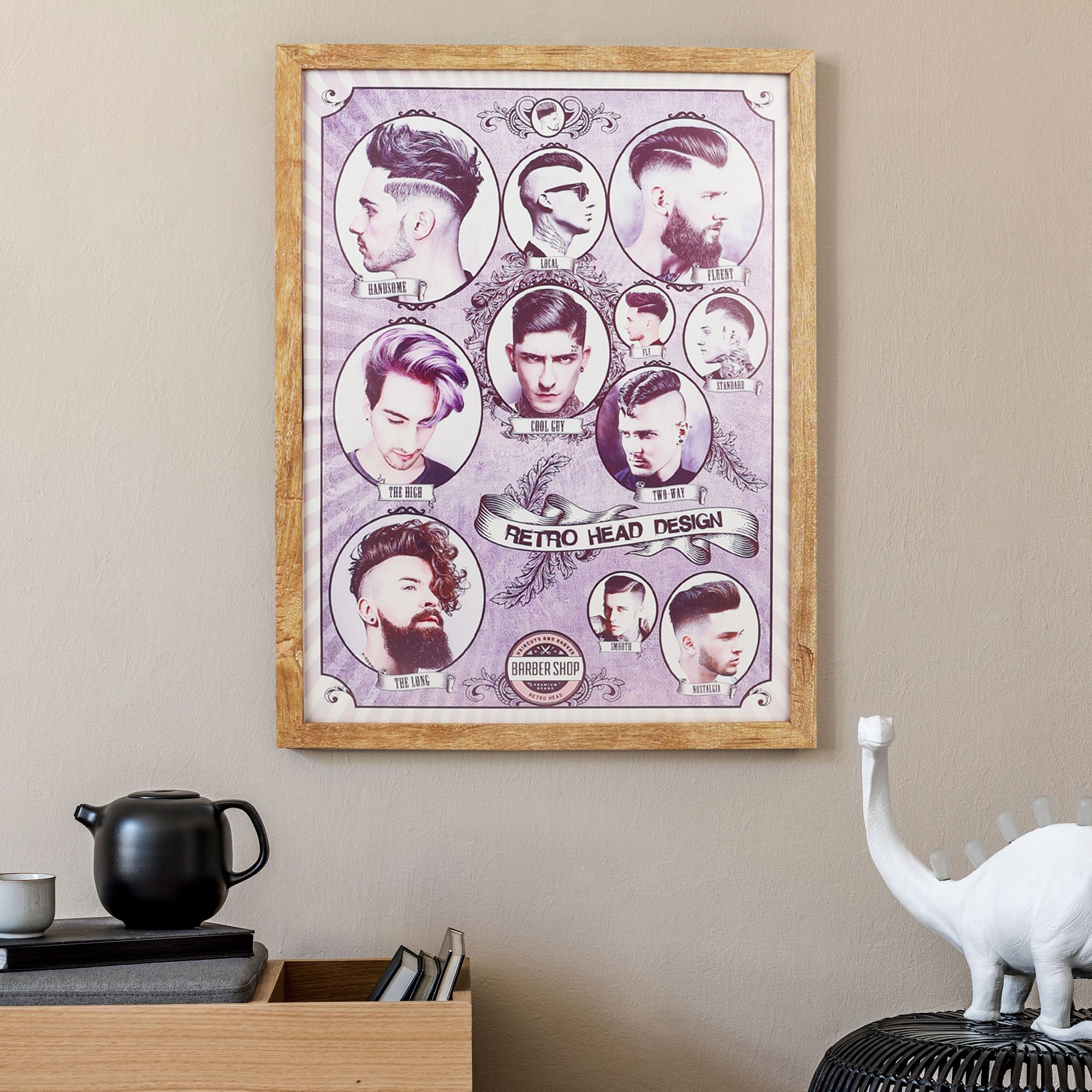 Eson - Barbershop Wall Art Vintage Retro Classic Head Design Framed Poster