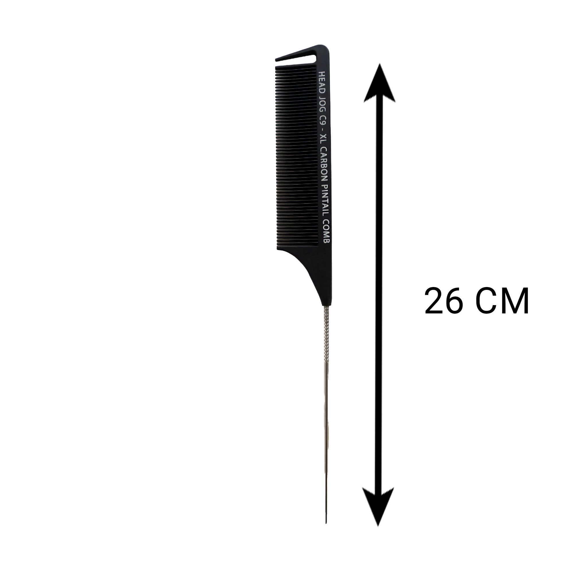 Head Jog - C9 XL Pin Tail Comb Carbon Fibre 26cm