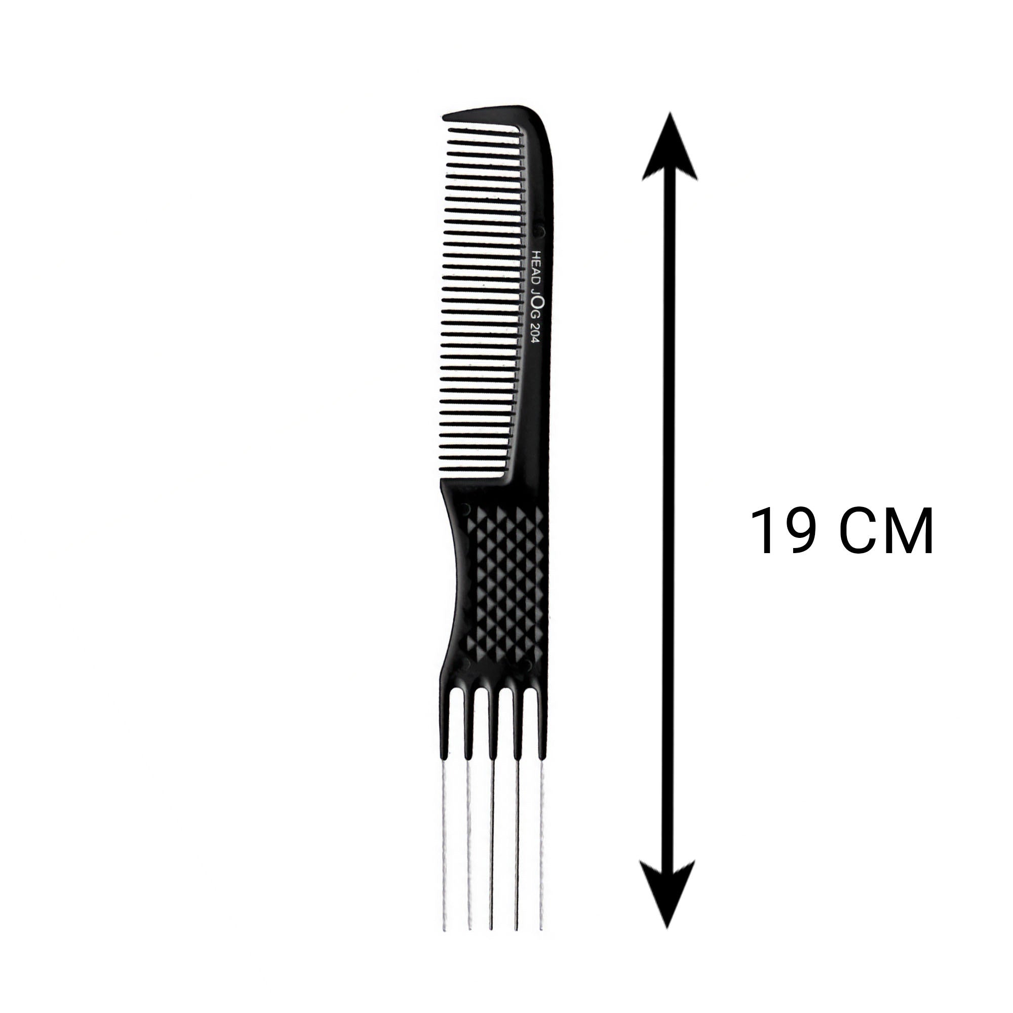 Head Jog - 204 Styling Comb 2in1 Sided Comb & Pin Lift Black 19cm