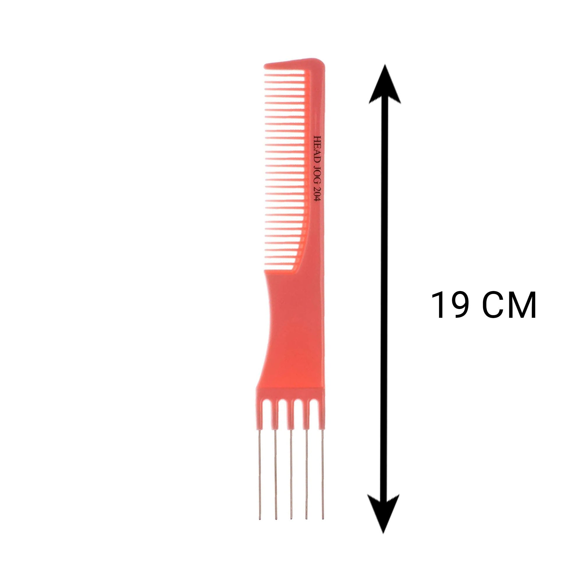 Head Jog - 204 Styling Comb 2in1 Sided Comb & Pin Lift Pink 19cm