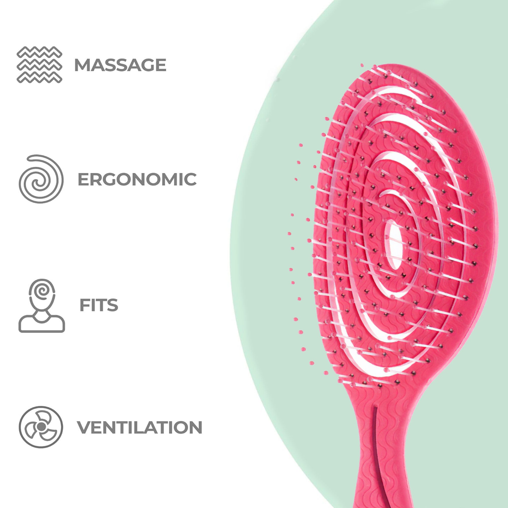 Hair Tools - Detangler Straw Brush Raspberry 22.5cm