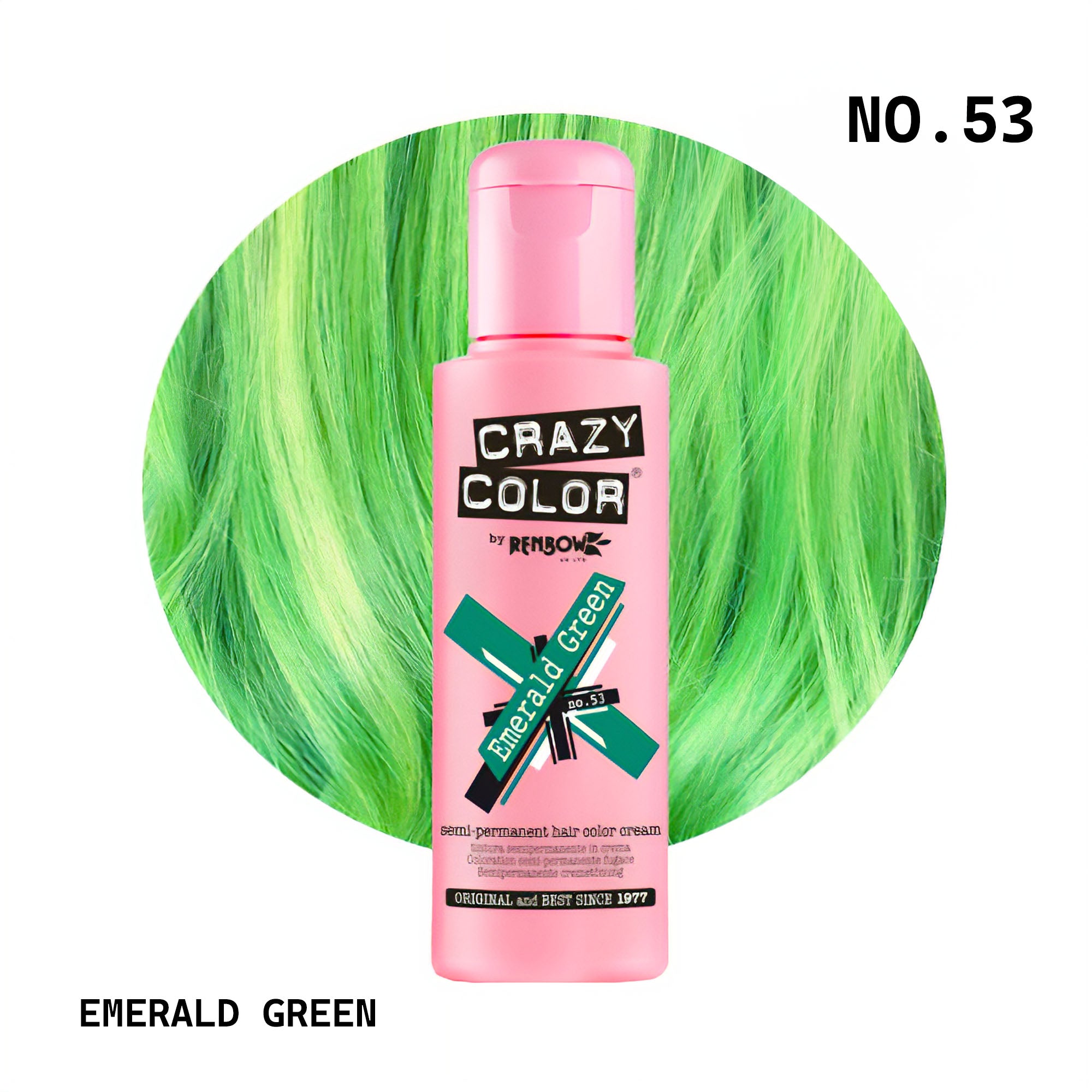 Crazy Color - Semi Permanent Hair Colour Cream Emerald Green No.53 100ml