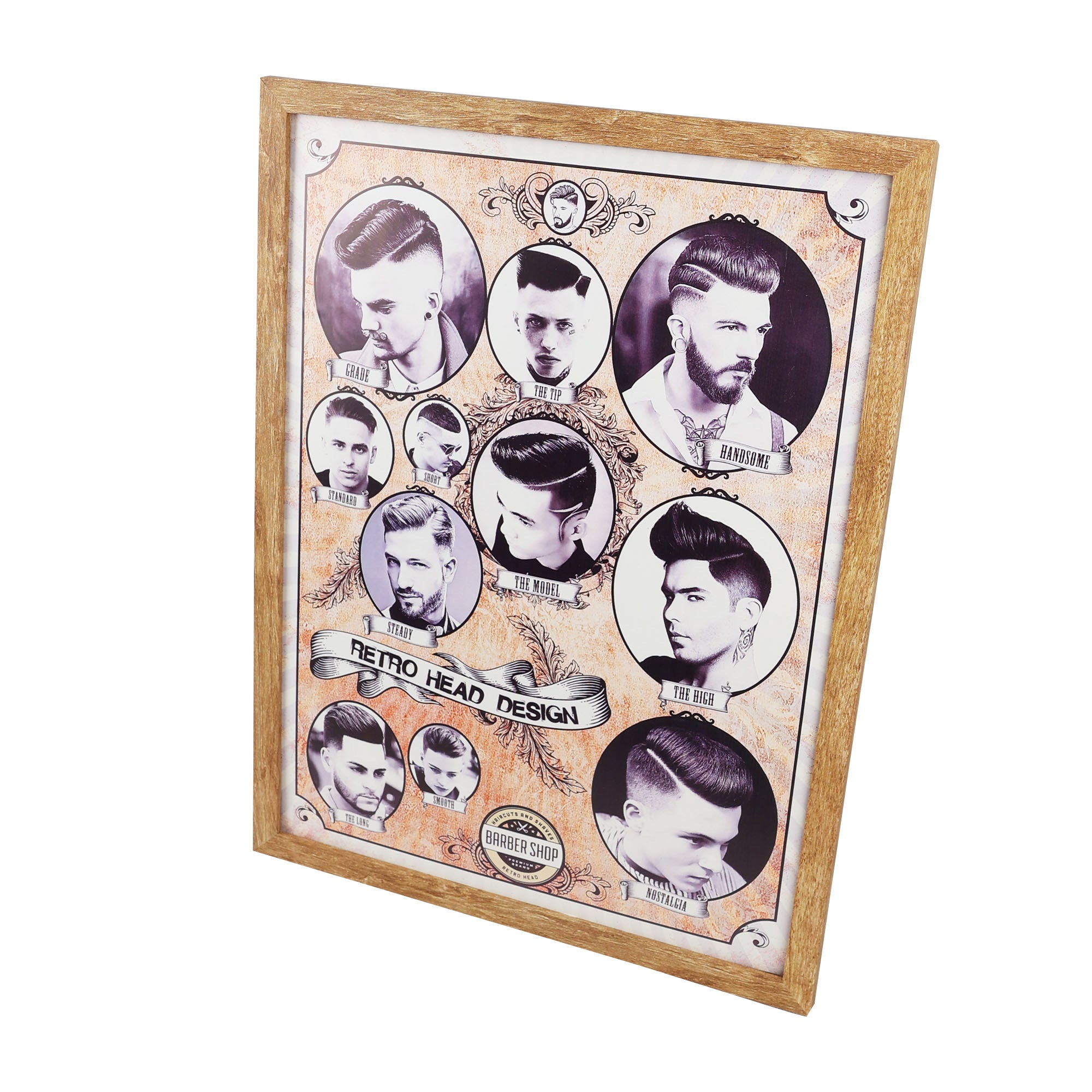 Eson - Barbershop Wall Art Vintage Retro Head Design Framed Poster