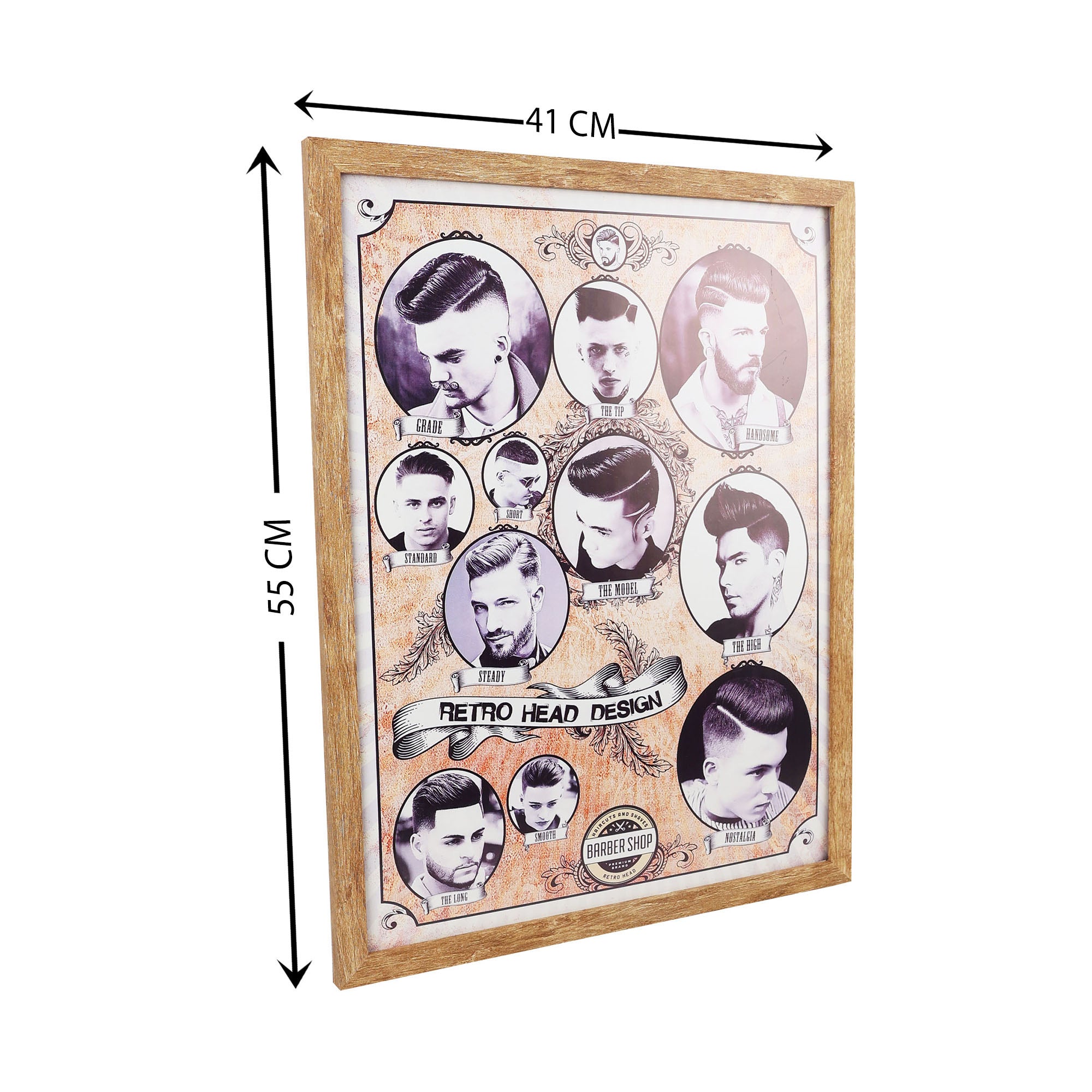 Eson - Barbershop Wall Art Vintage Retro Head Design Framed Poster