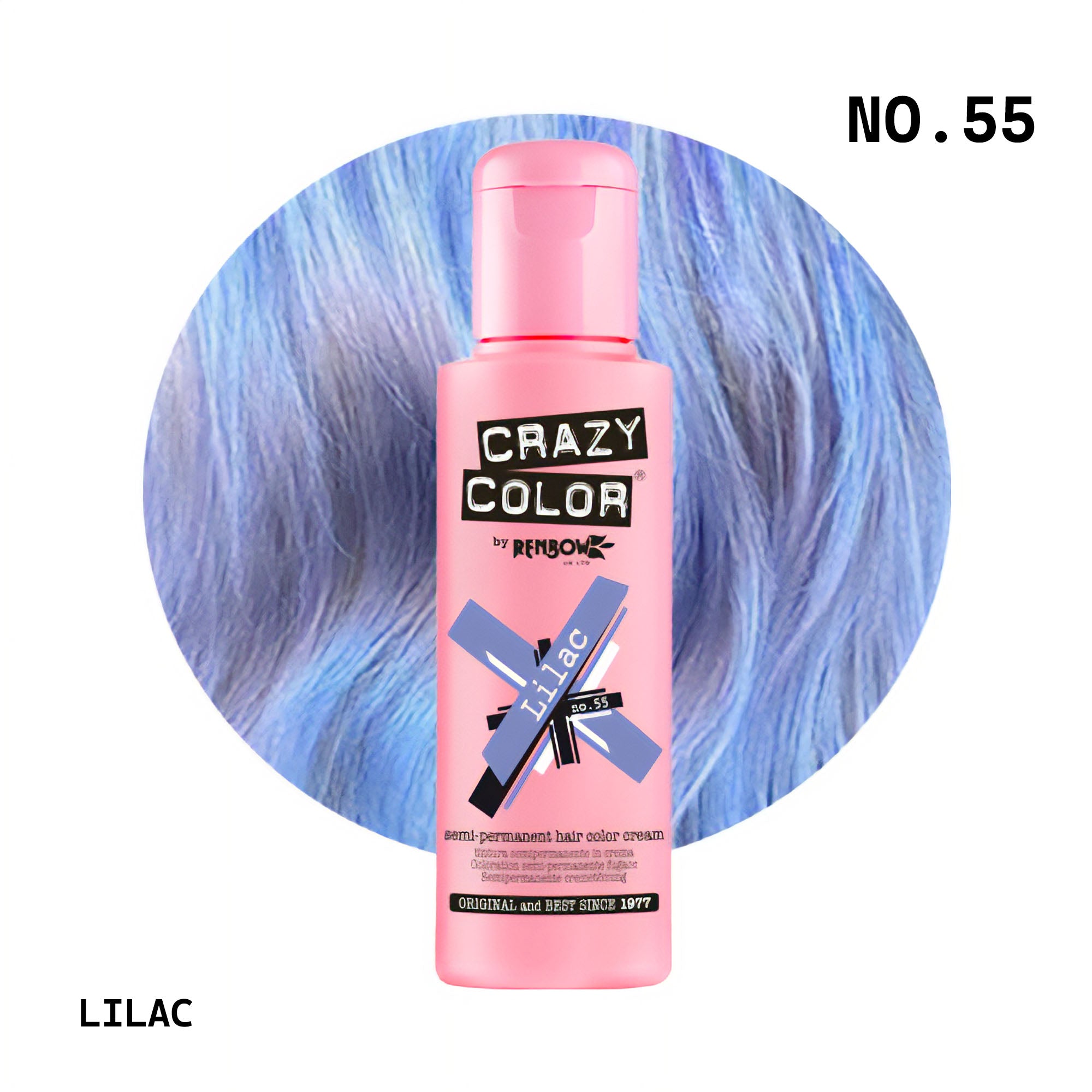 Crazy Color - Semi Permanent Hair Colour Cream Lilac No.55 100ml