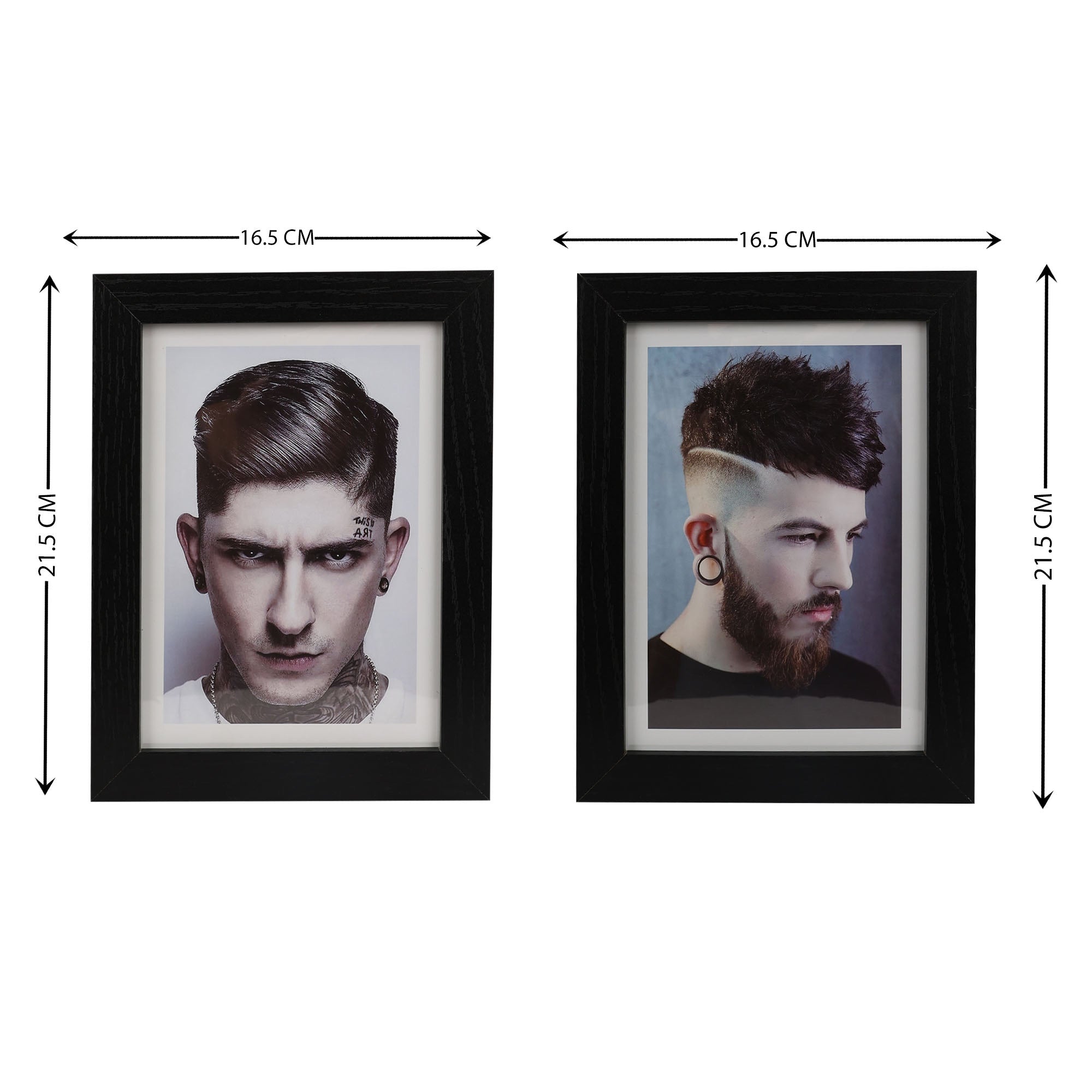 Eson - Barbershop Wall Art Haircut Style Black Framed Set 8pcs