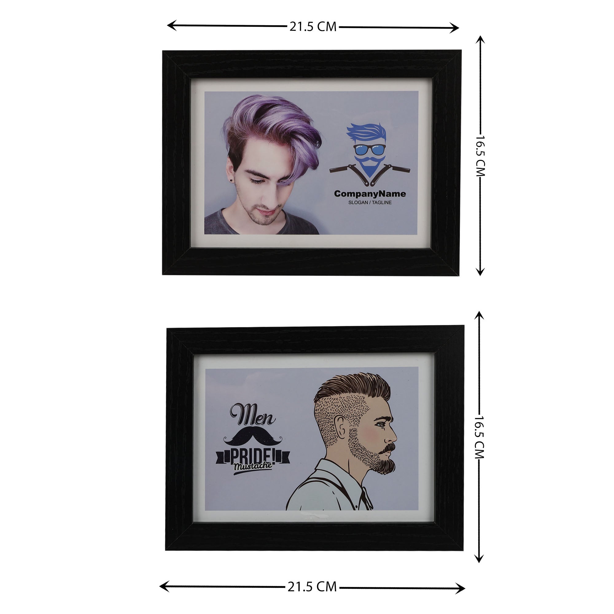 Eson - Barbershop Wall Art Haircut Style Black Framed Set 8pcs