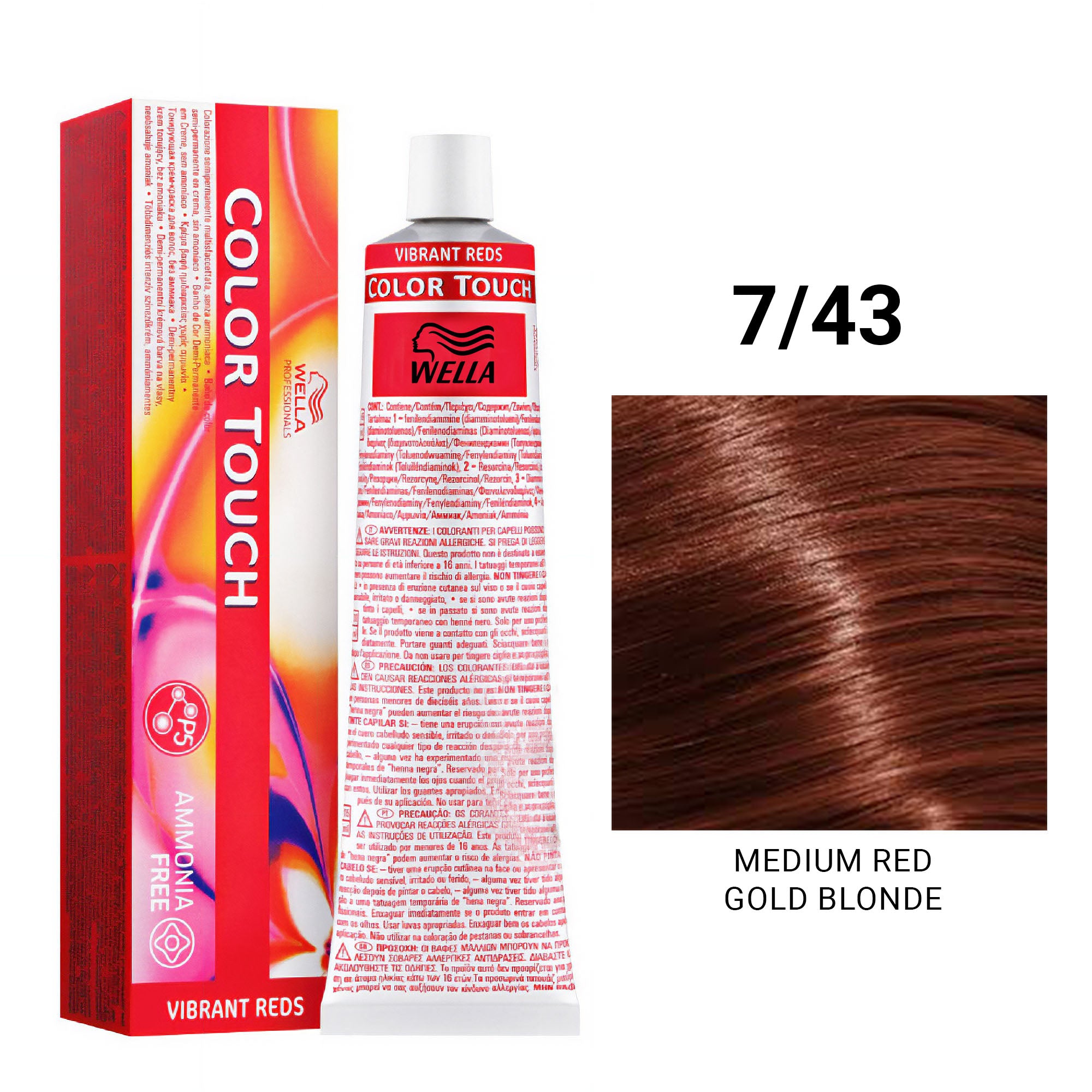 Wella Professionals - Color Touch 7/43 Medium Red Gold Blonde 60ml