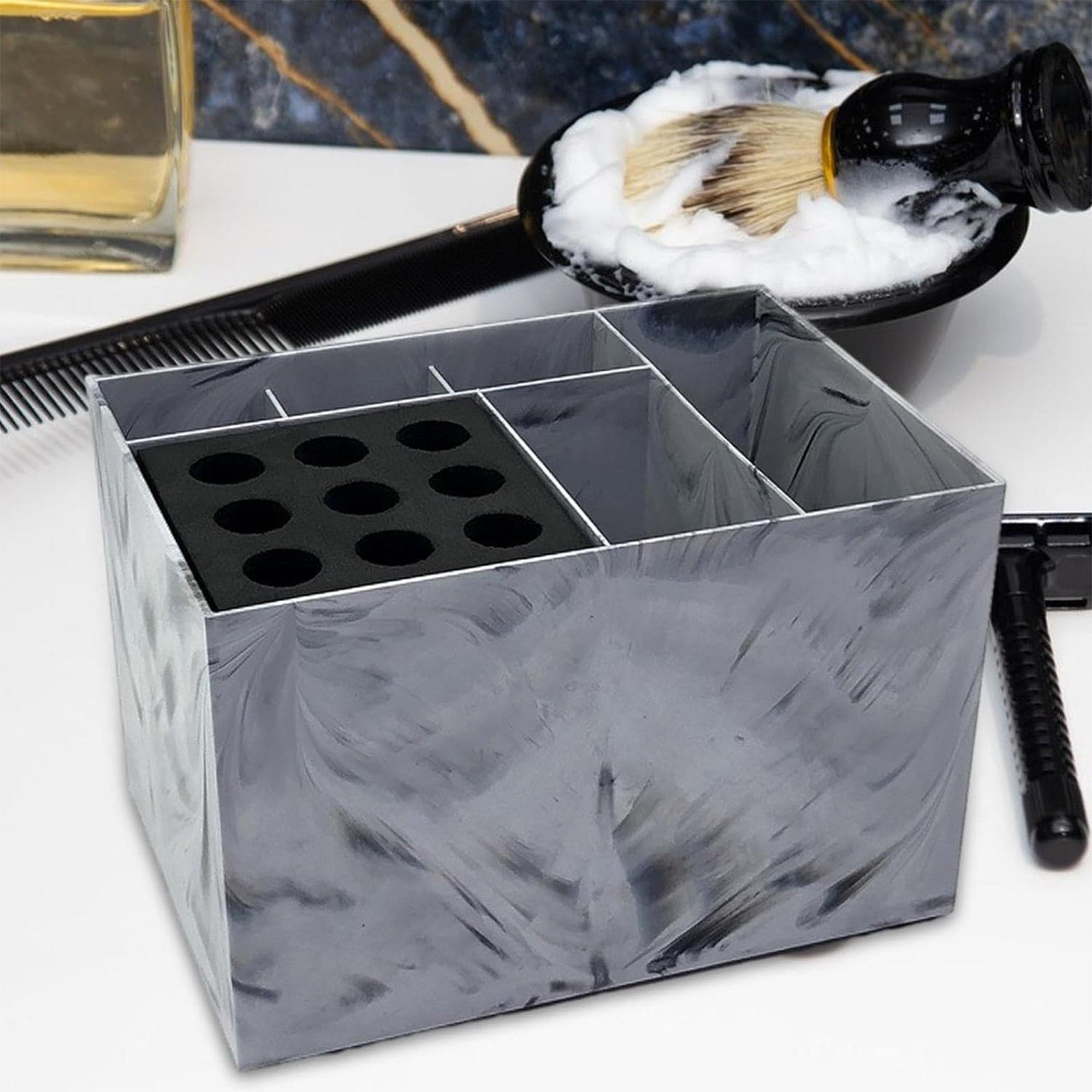 Eson - Scissor & Brush Holder Non-Slip Storage Box (Grey Marble) - Eson Direct