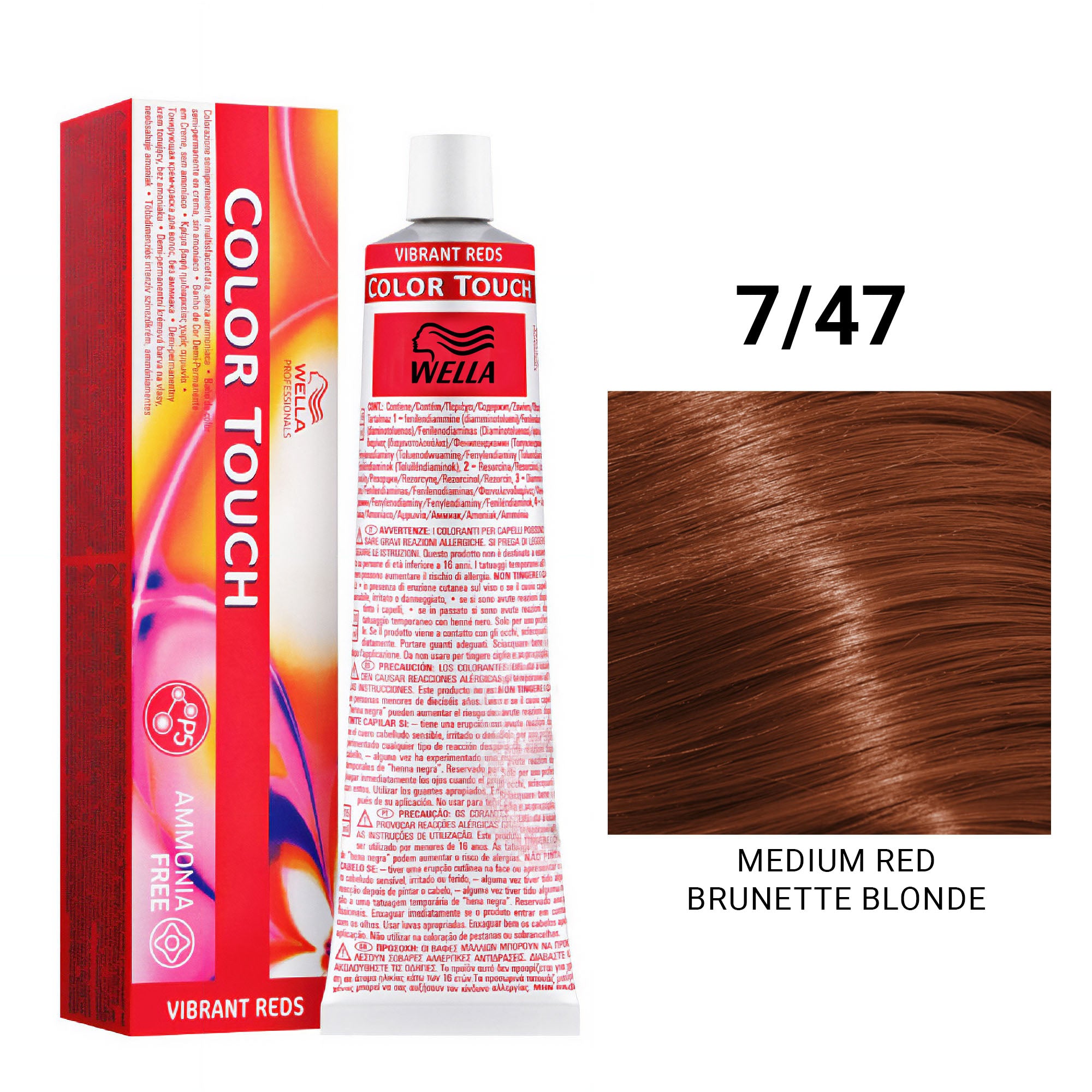 Wella Professionals - Color Touch 7/47 Medium Red Brunette Blonde 60ml