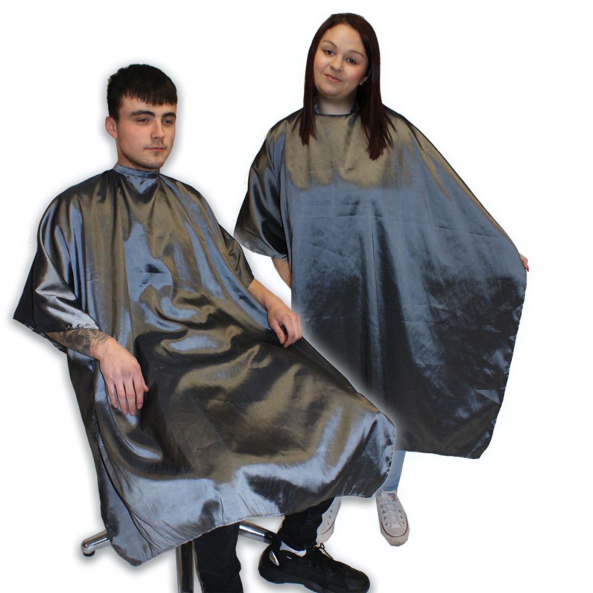 Hair Tools - Barber Hairdressing Hair Cutting Cape & Gown Two Tone Unisex Gunmetal