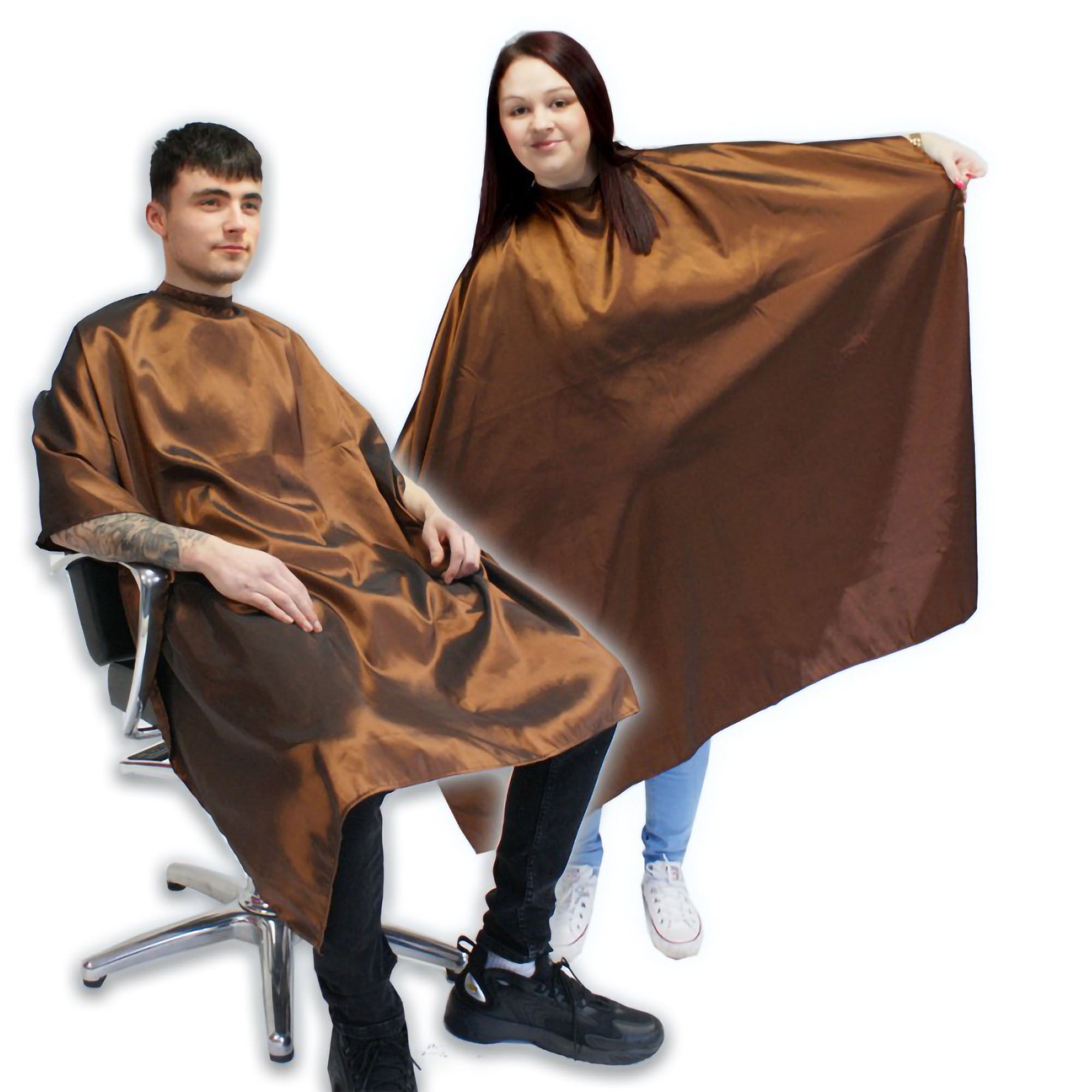 Hair Tools - Barber Hairdressing Hair Cutting Cape & Gown Two Tone Unisex Chestnut