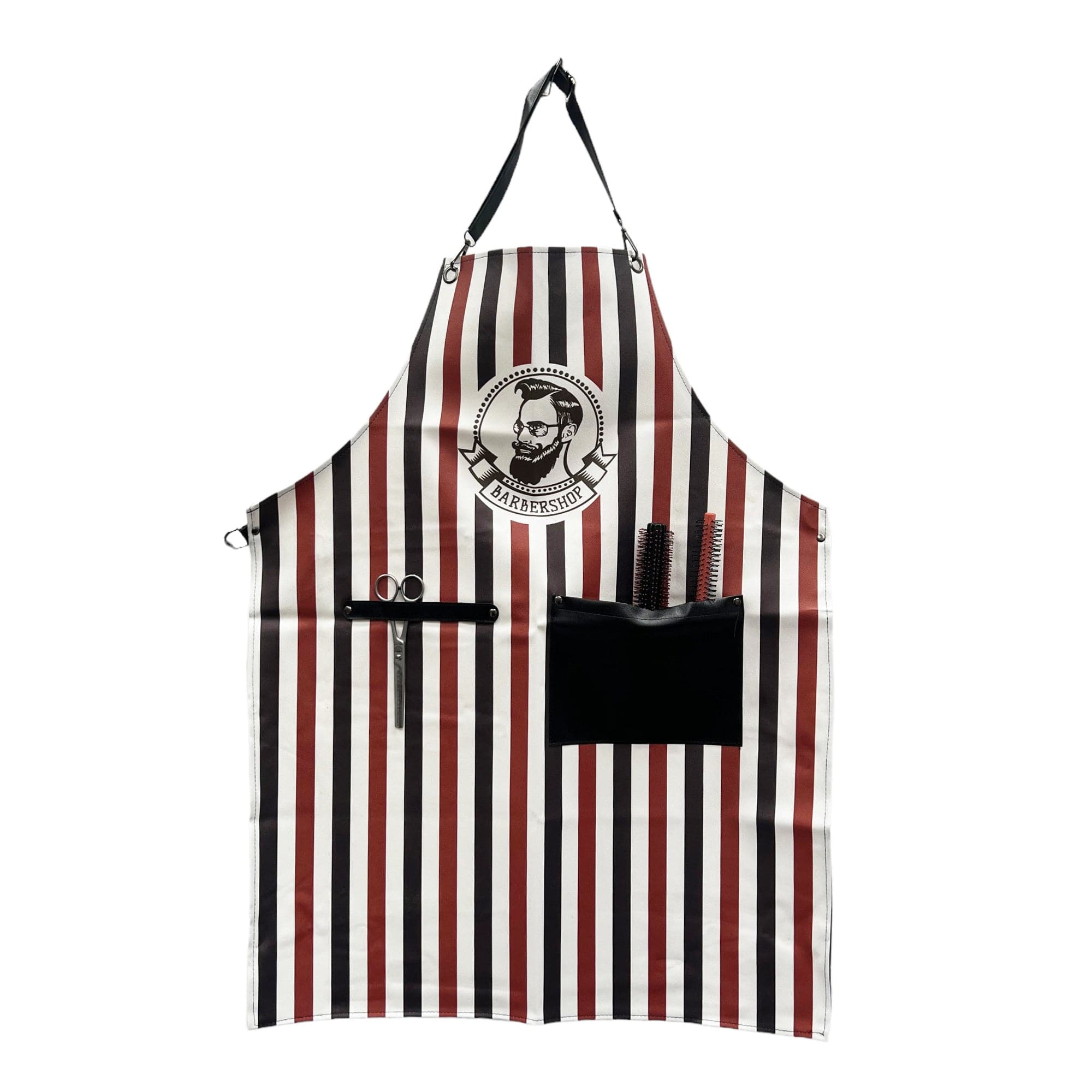 Gabri - Barber Hairdressing Hair Cutting Apron Red Blue & White Adjustable Stripes