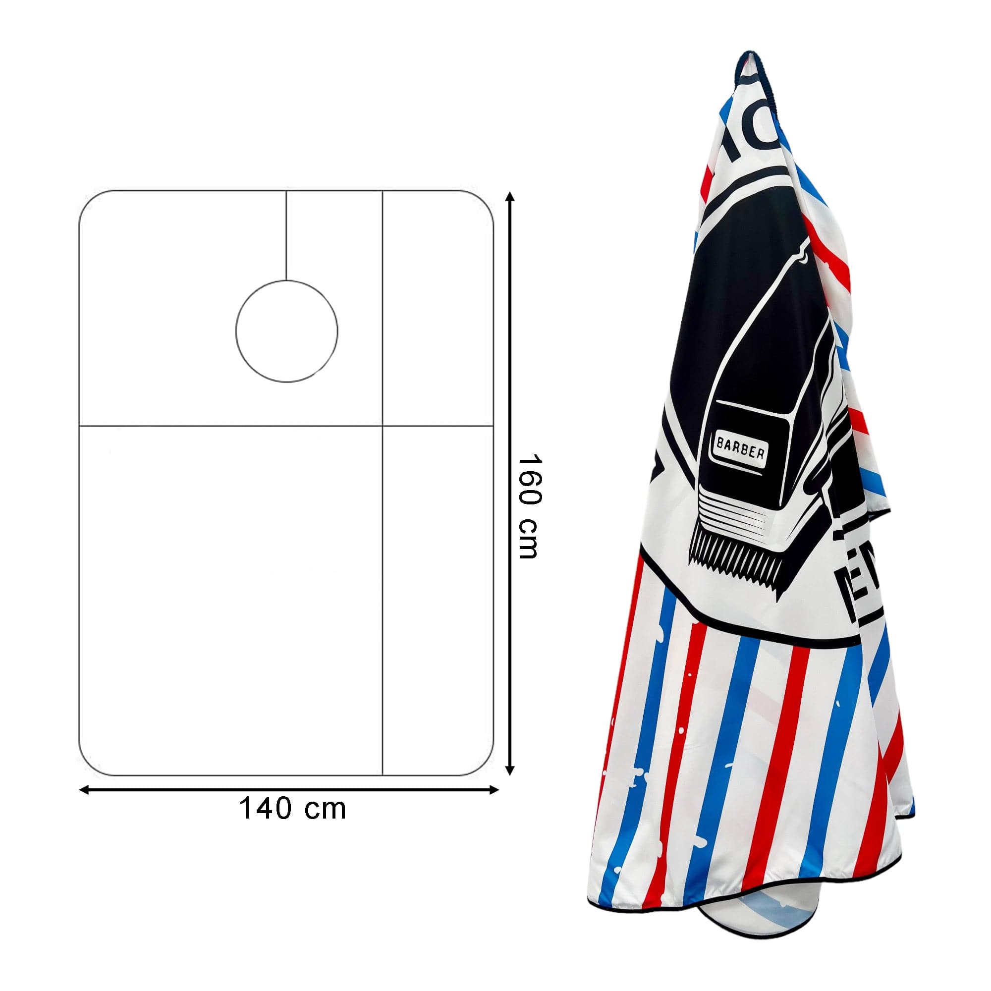 Gabri - Barber Hairdressing Hair Cutting Capes & Gowns Clipper Pattern (Red White & Blue)