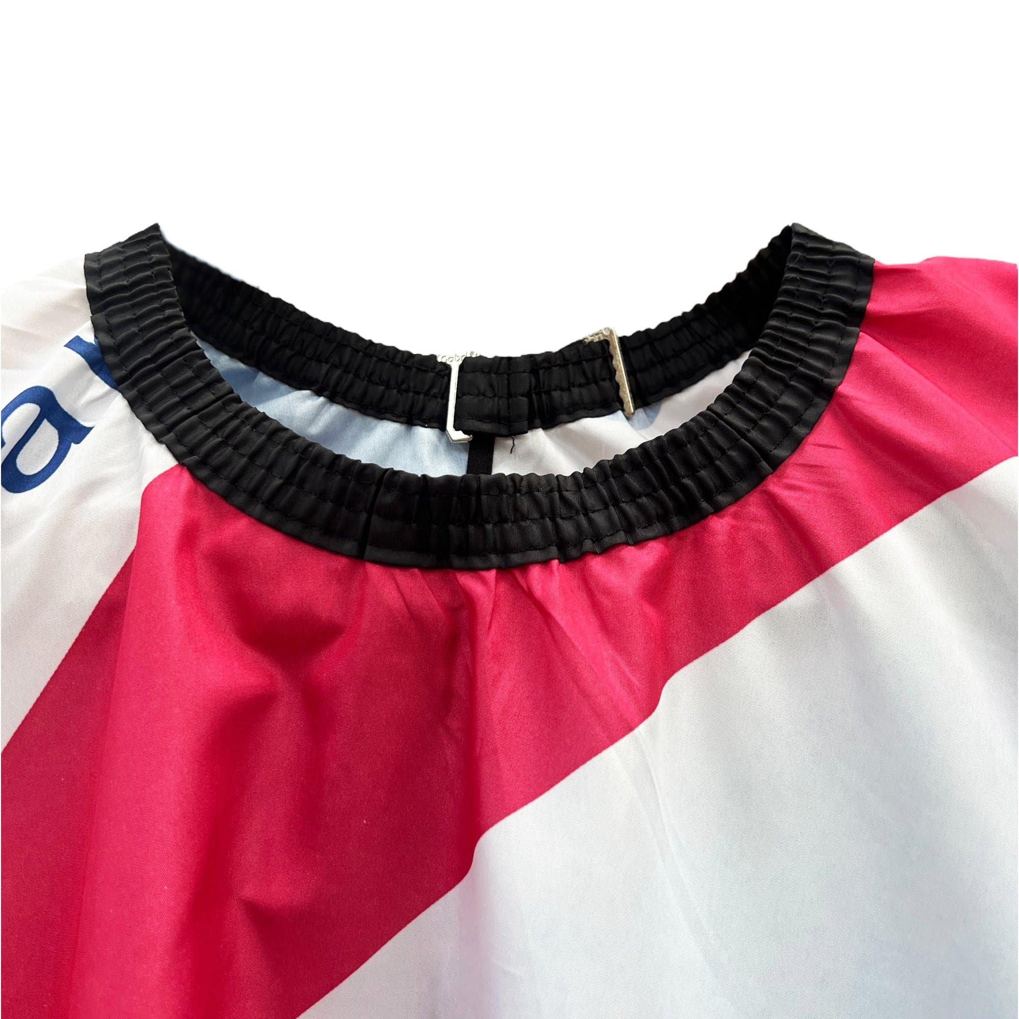 Gabri - Barber Hairdressing Hair Cutting Cape & Gown Red Blue & White Stripes