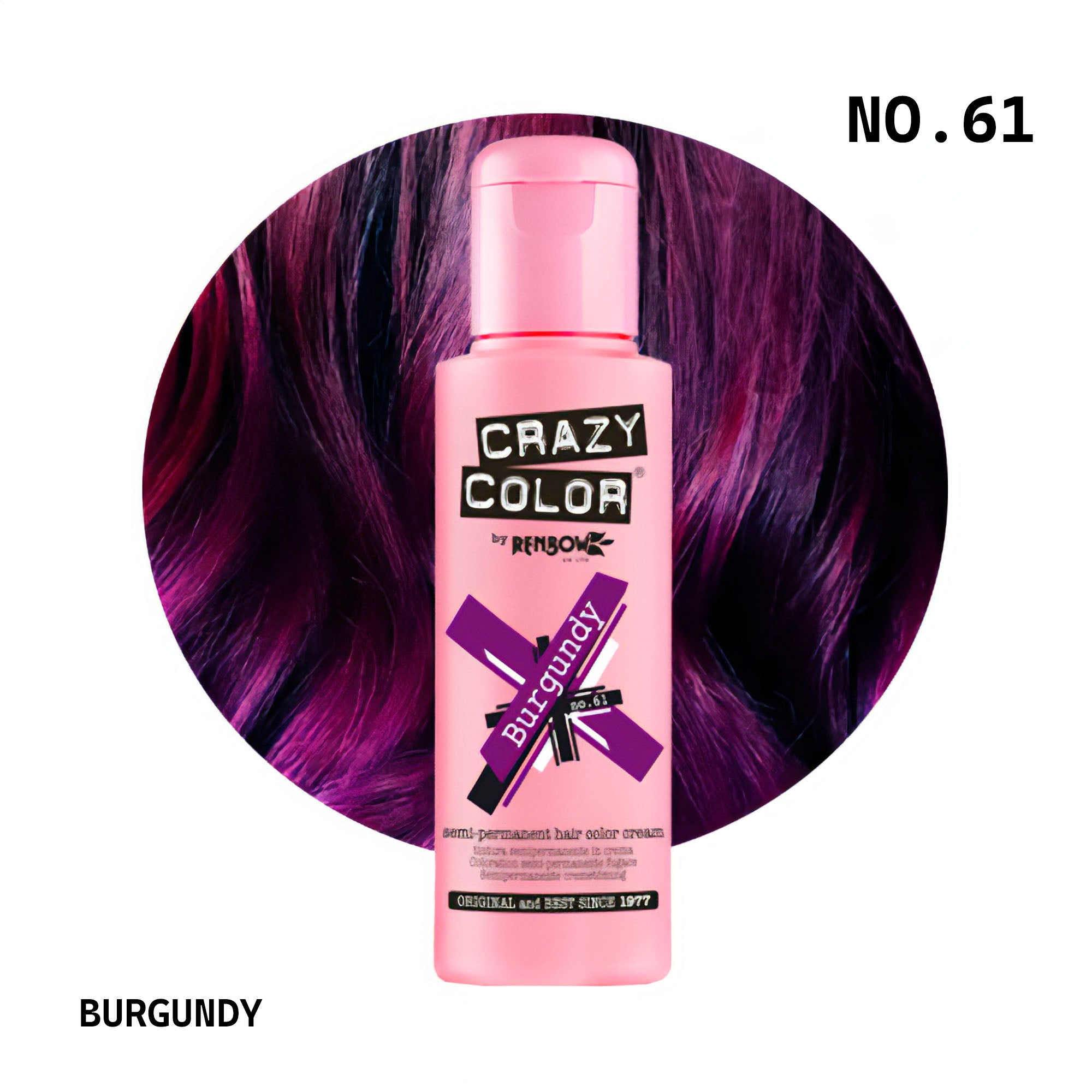 Crazy Color - Semi Permanent Hair Colour Cream Burgundy No.61 100ml