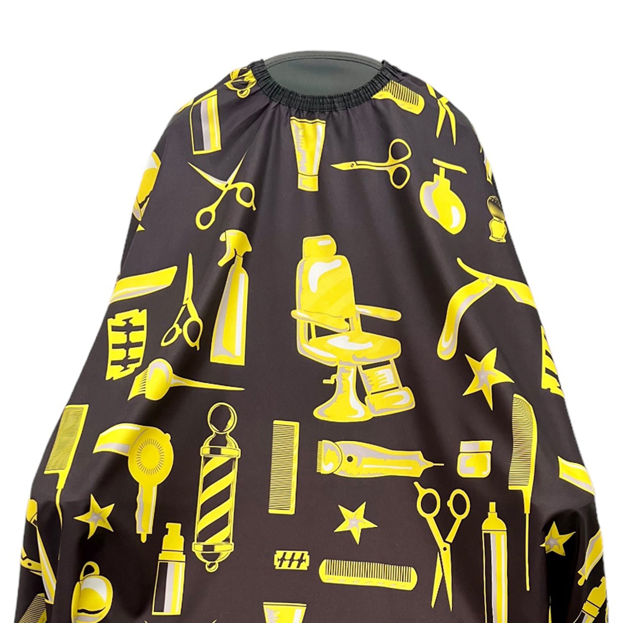 Gabri - Barber Hairdressing Hair Cutting Cape & Gown Tools Pattern (Black & Yellow)