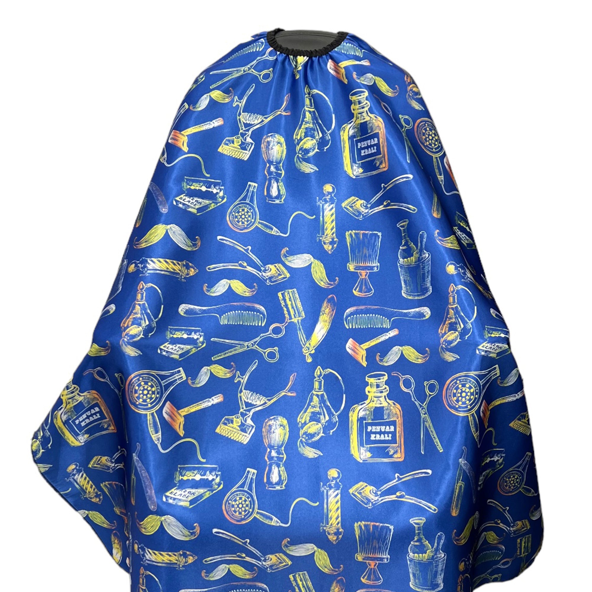 Gabri - Barber Hairdressing Hair Cutting Cape & Gown Tools Pattern (Blue)