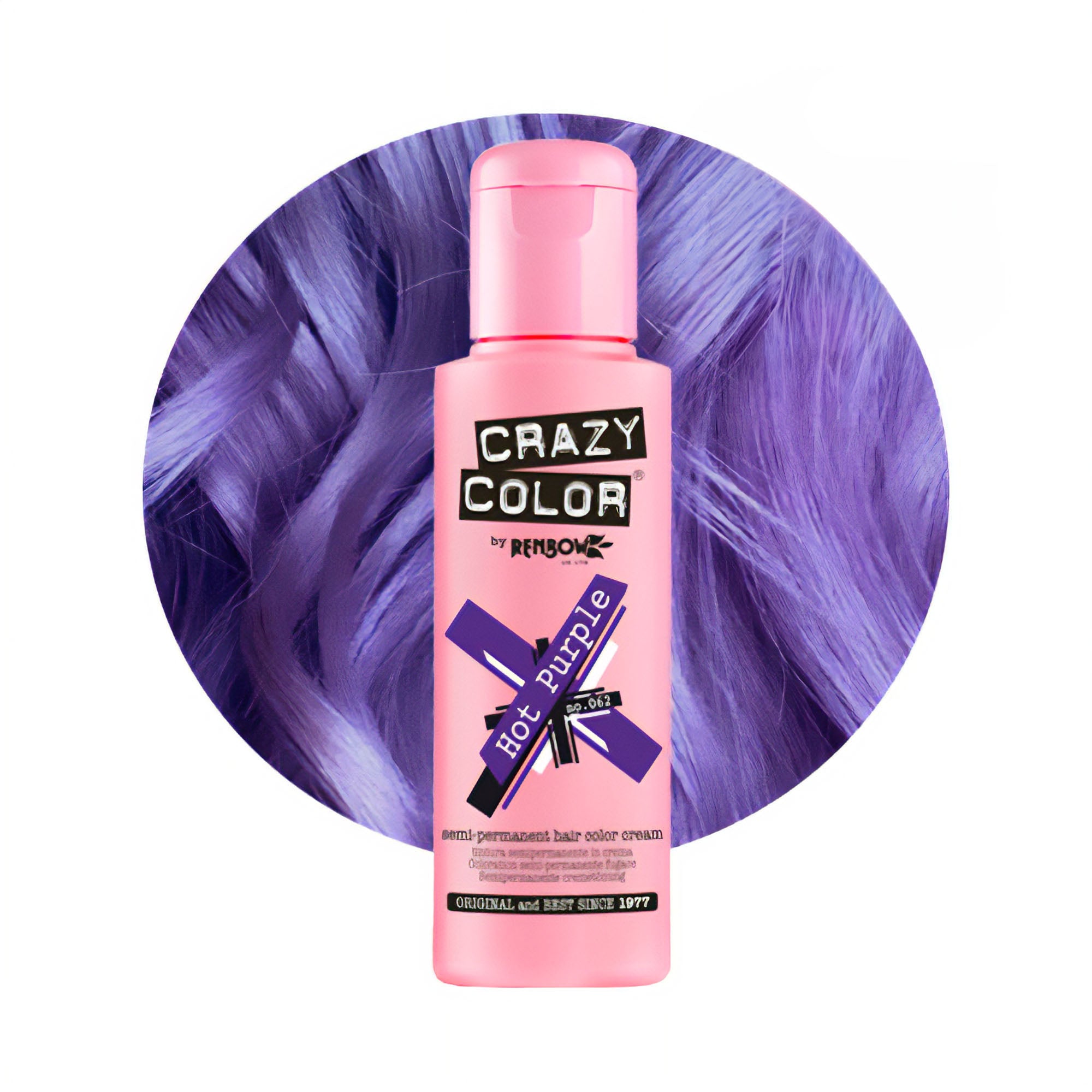 Crazy Color - Semi Permanent Hair Colour Cream Hot Purple No.62 100ml