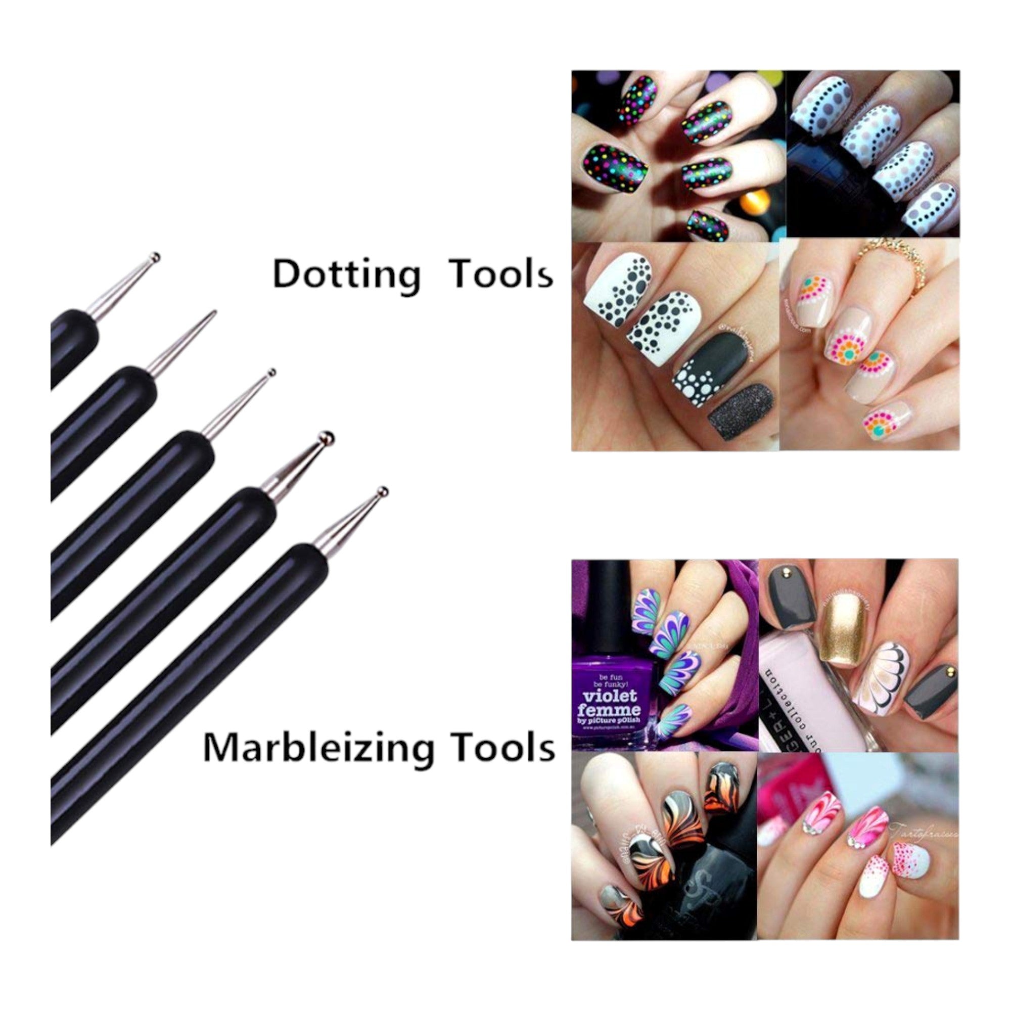 Kiepe - Nail Art Design Silicone & Dotting Tools Set 5pcs