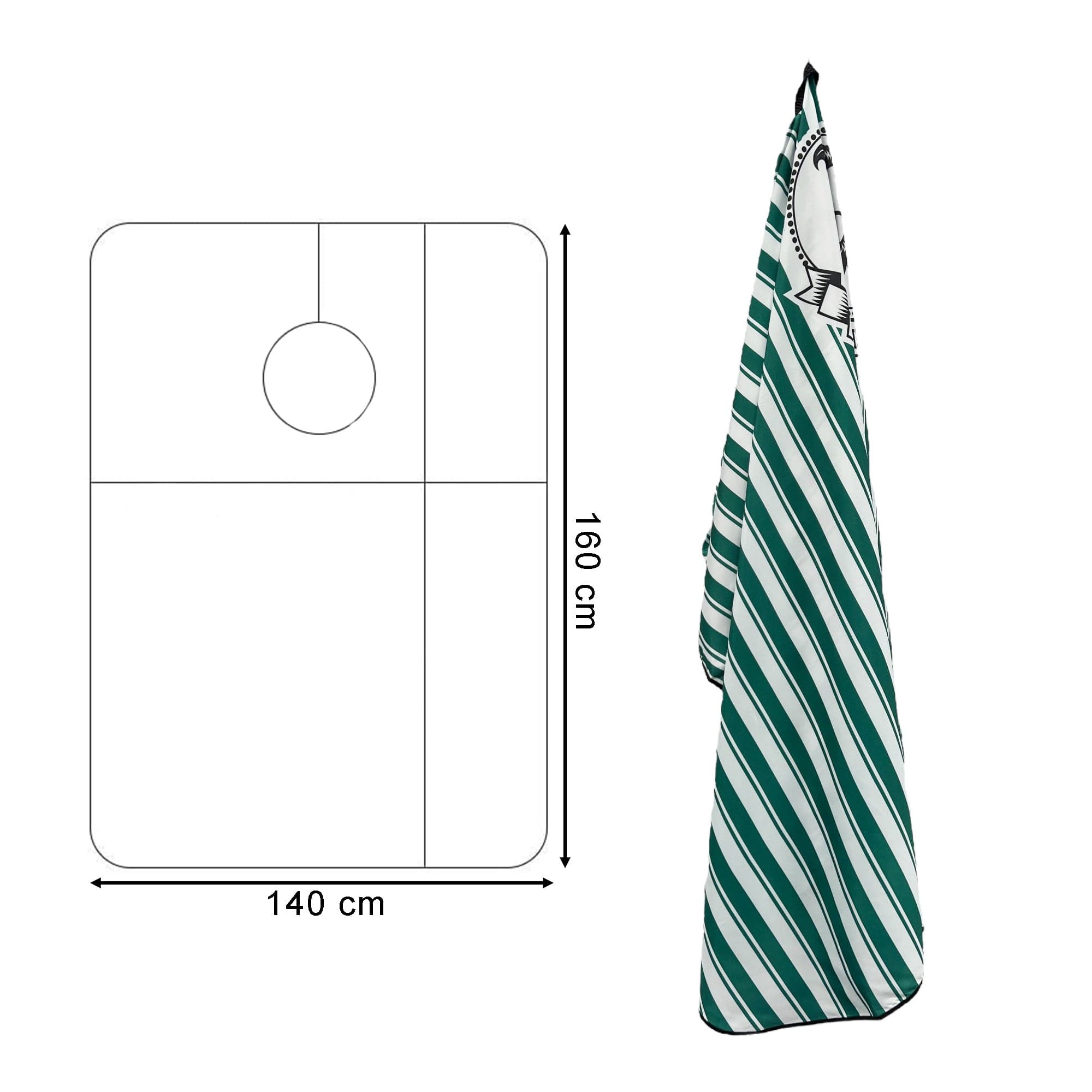 Gabri - Barber Hairdressing Hair Cutting Cape & Gown Green & White Stripe