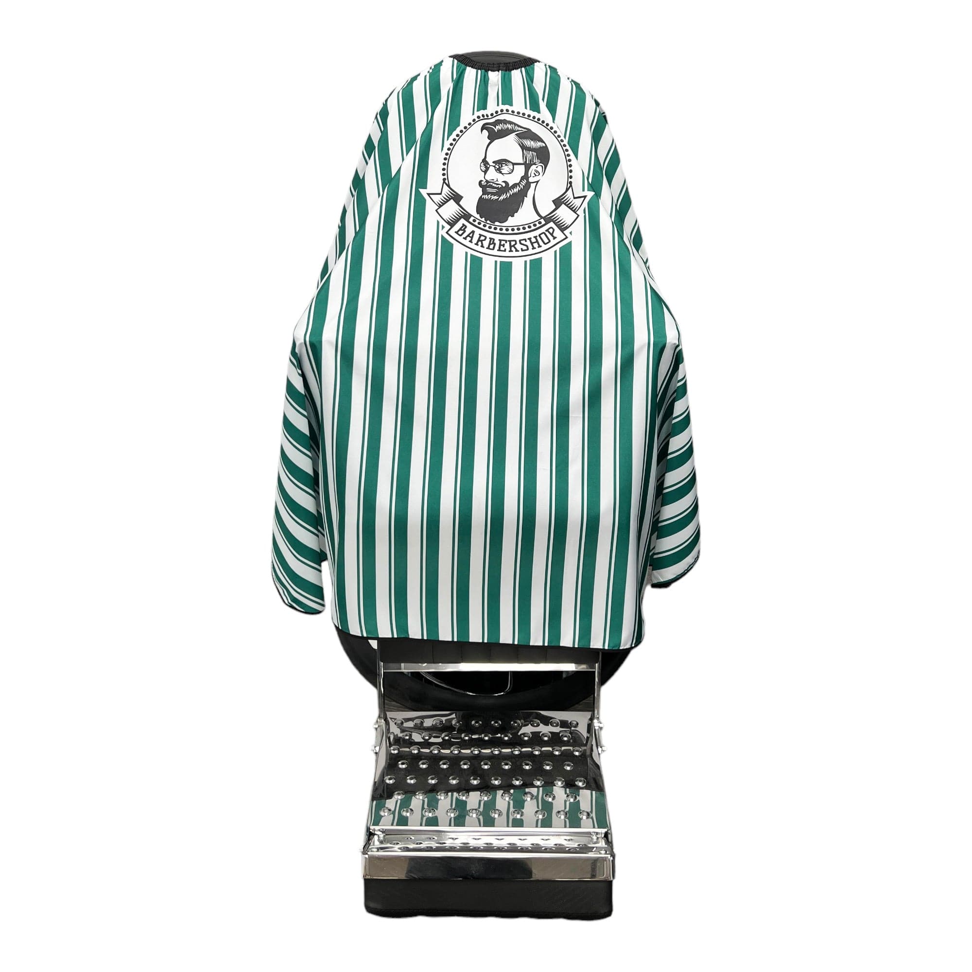 Gabri - Barber Hairdressing Hair Cutting Cape & Gown Green & White Stripe