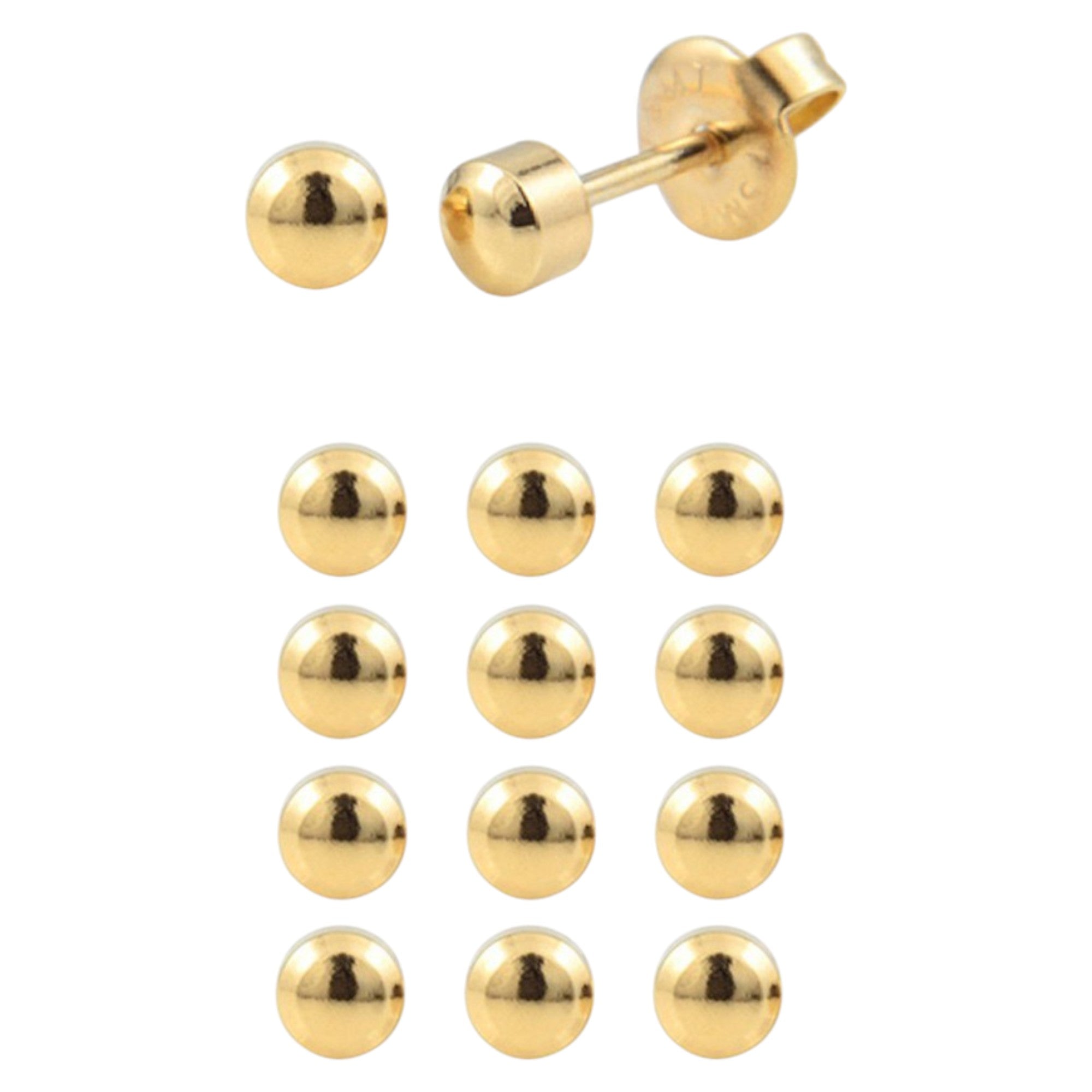 Caflon - Stud Earrings Gold Plated Regular Plain Ball