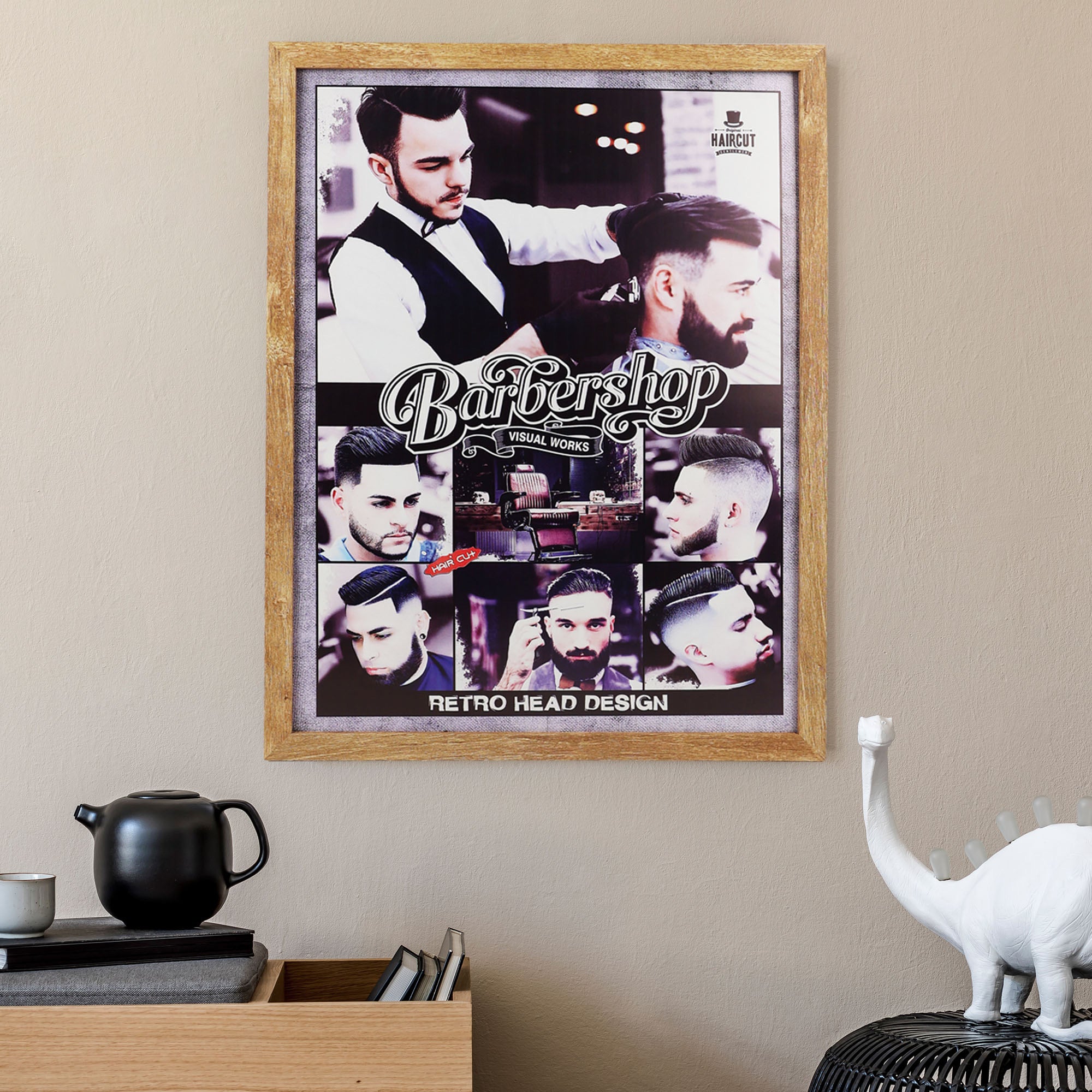 Eson - Barbershop Wall Art Haircut Style Guide Framed Poster