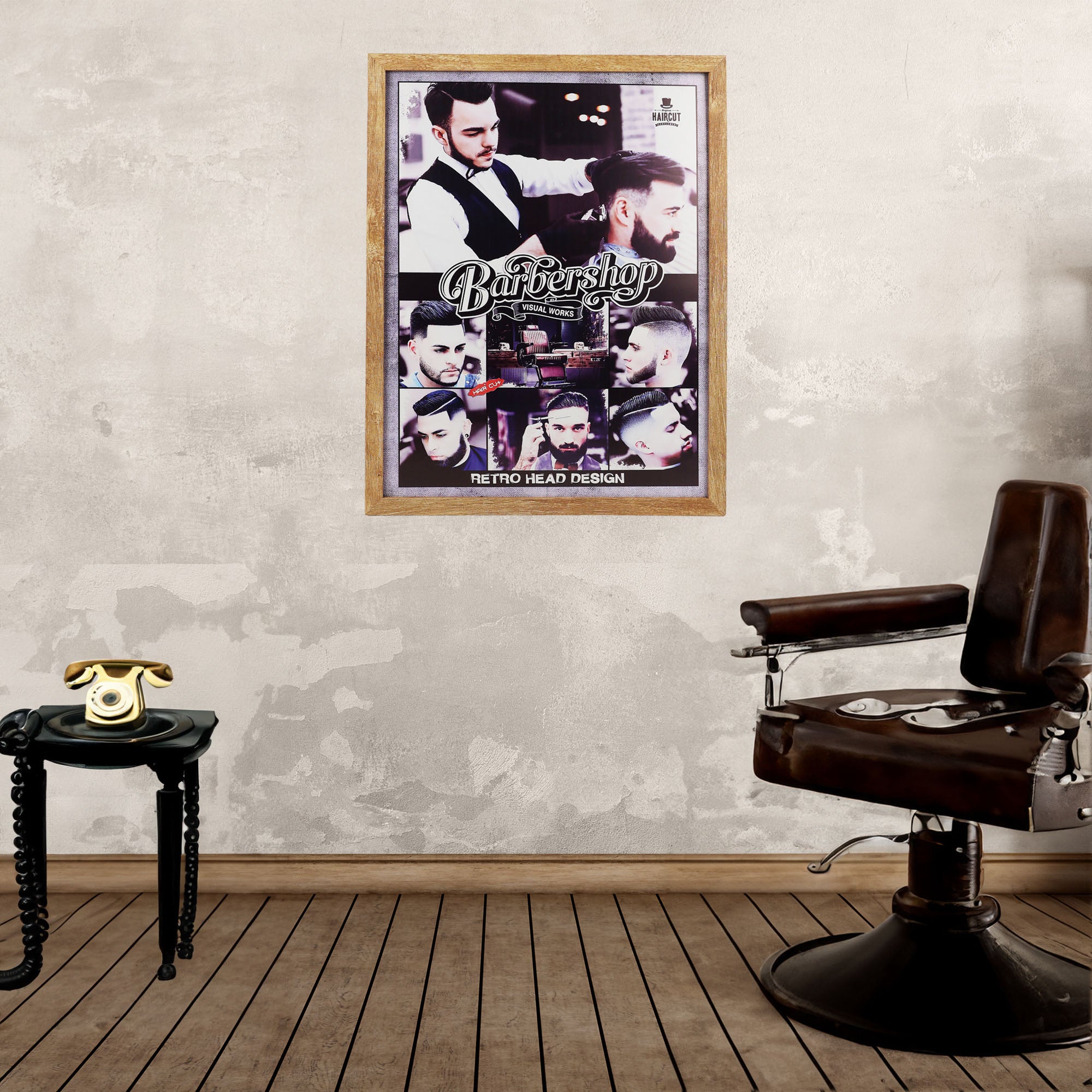 Eson - Barbershop Wall Art Haircut Style Guide Framed Poster