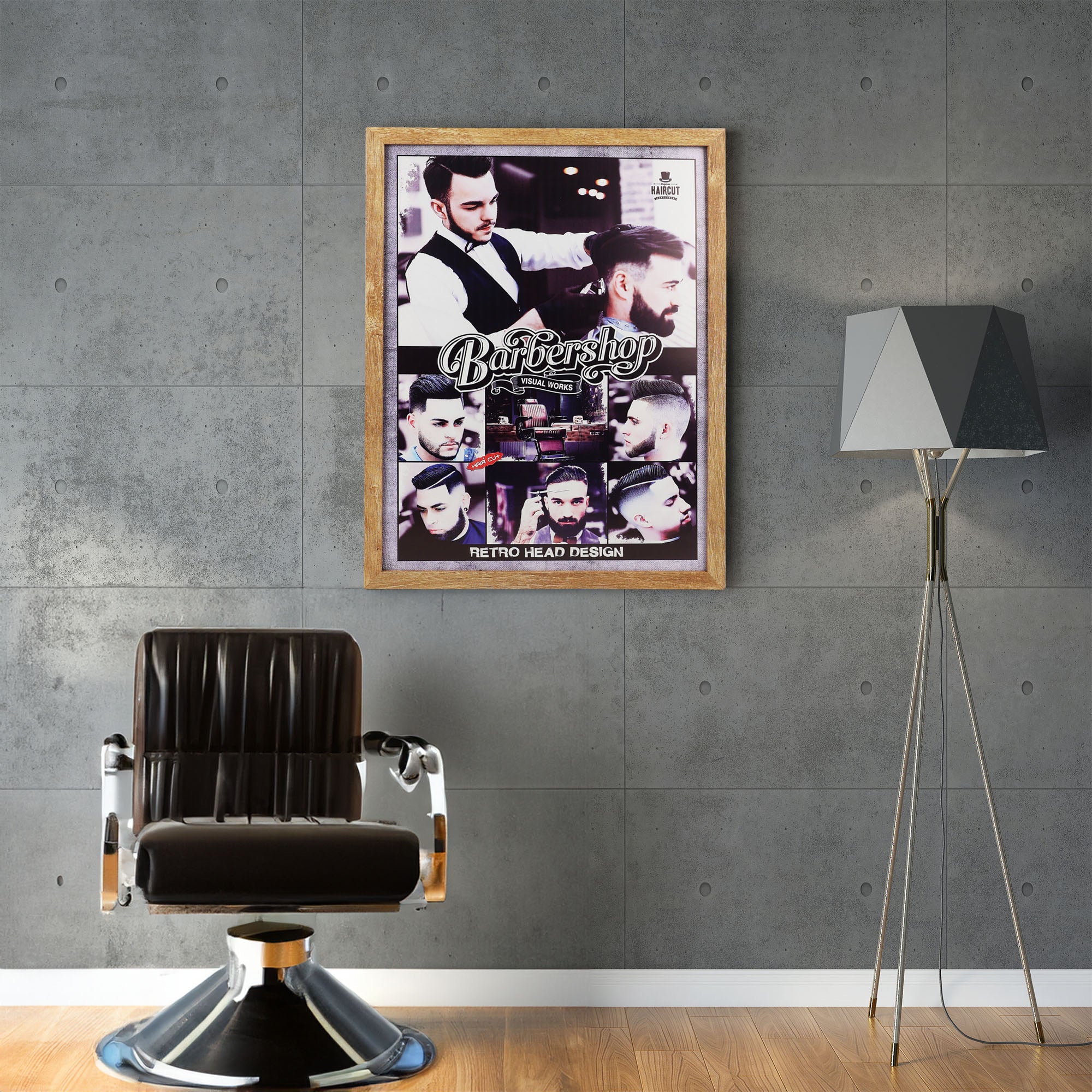 Eson - Barbershop Wall Art Haircut Style Guide Framed Poster