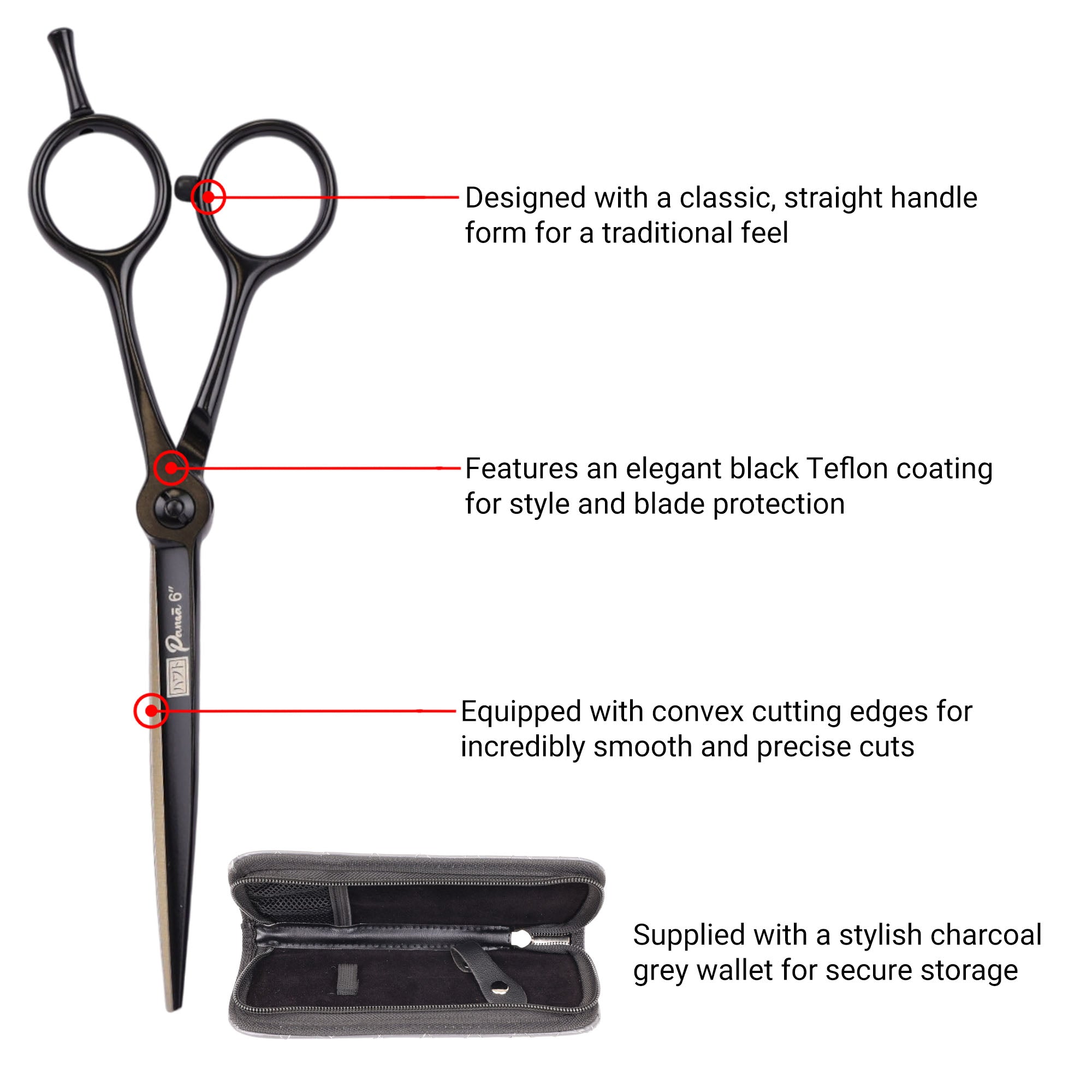 Haito - Pansa Scissors Black 6 Inch (16cm)