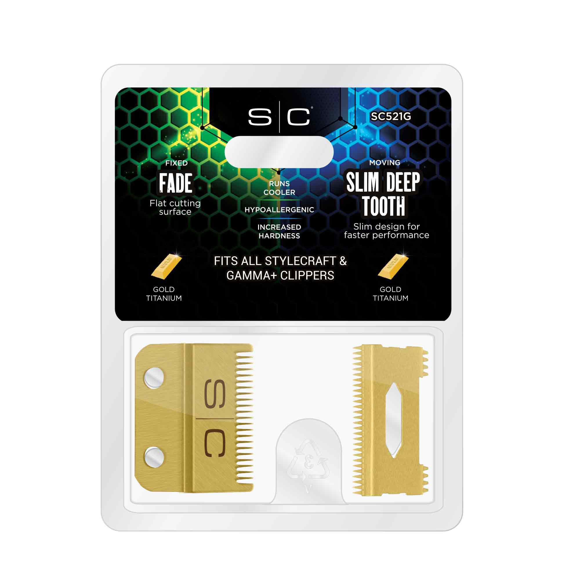 Stylecraft - SC Clipper Blade Gold Fade Blade & Gold Slim Deep Blade Set