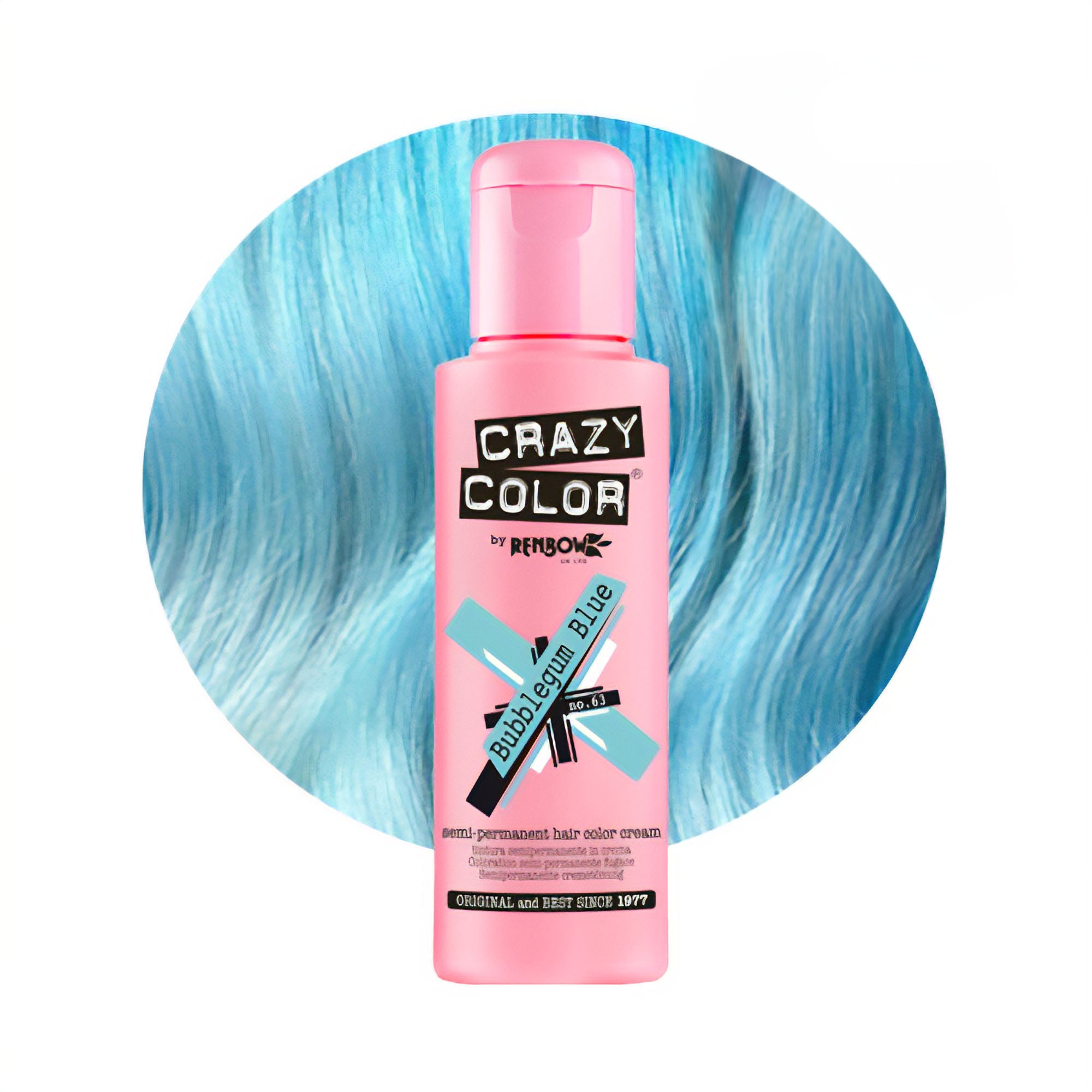 Crazy Color - Semi Permanent Hair Colour Cream Bubblegum Blue No.63 100ml