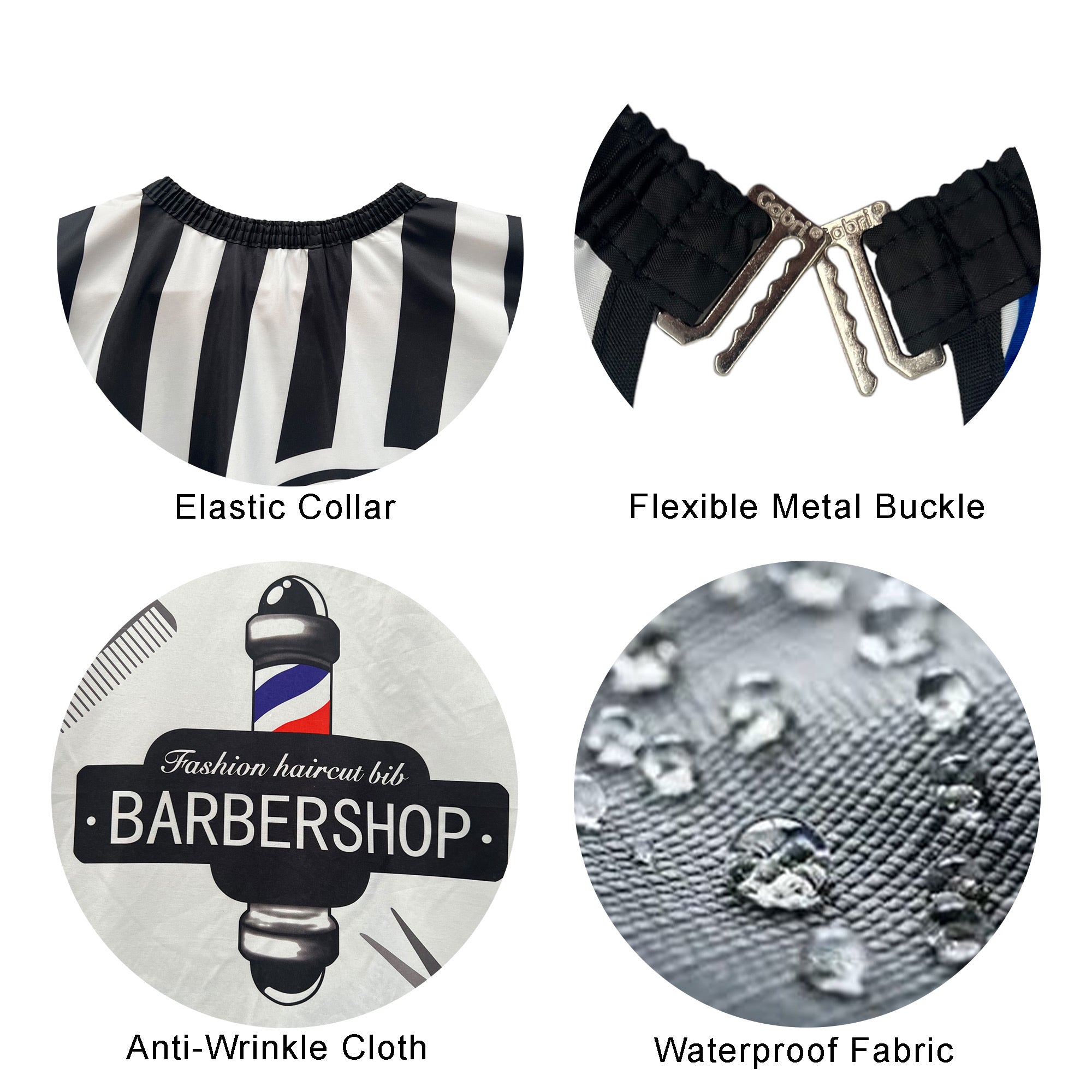 Gabri - Barber Hairdressing Hair Cutting Cape & Gown Barber Pole Pattern (Black)
