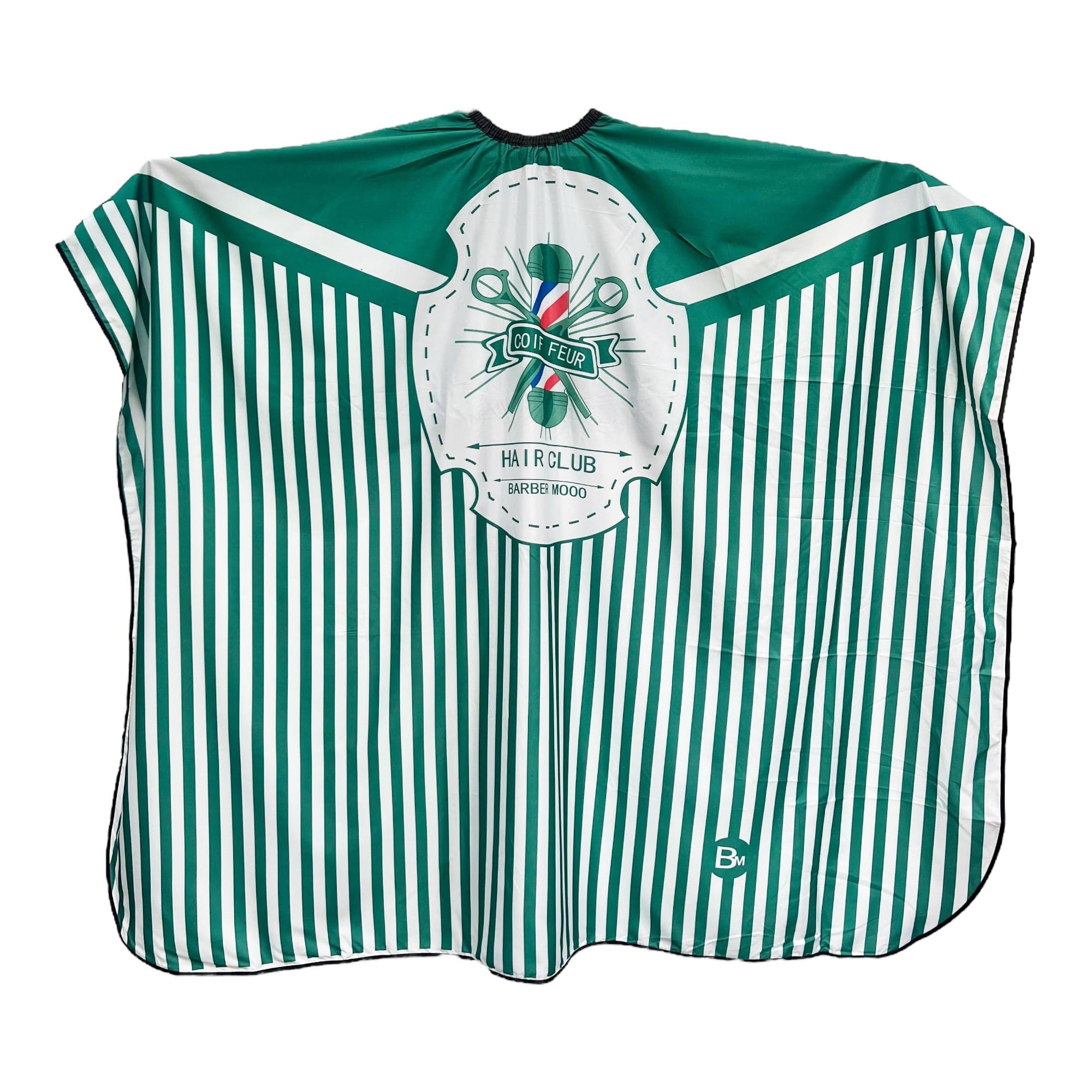 Gabri - Barber Hairdressing Hair Cutting Cape & Gown Pole Pattern Green & White Stripes