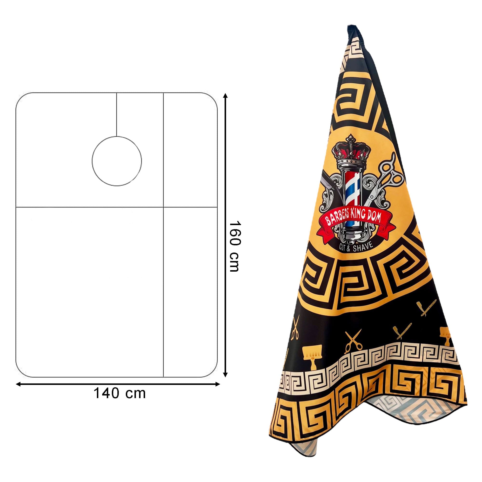 Gabri - Barber Hairdressing Hair Cutting Cape & Gown Barbers Kingdom Pattern (Black & Yellow)