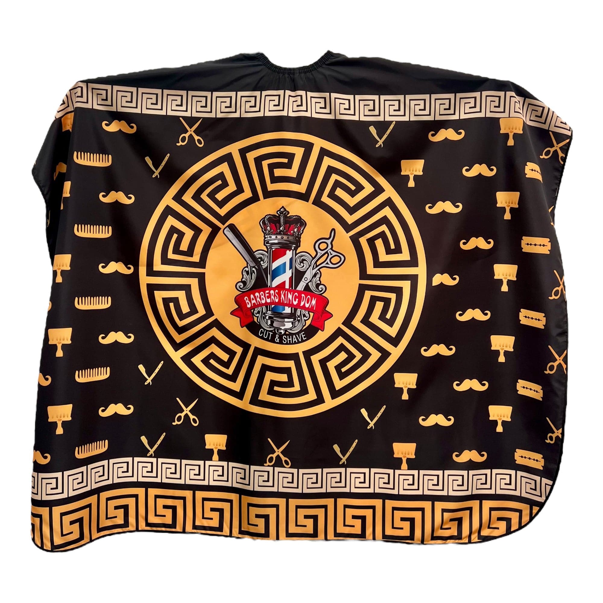 Gabri - Barber Hairdressing Hair Cutting Cape & Gown Barbers Kingdom Pattern (Black & Yellow)