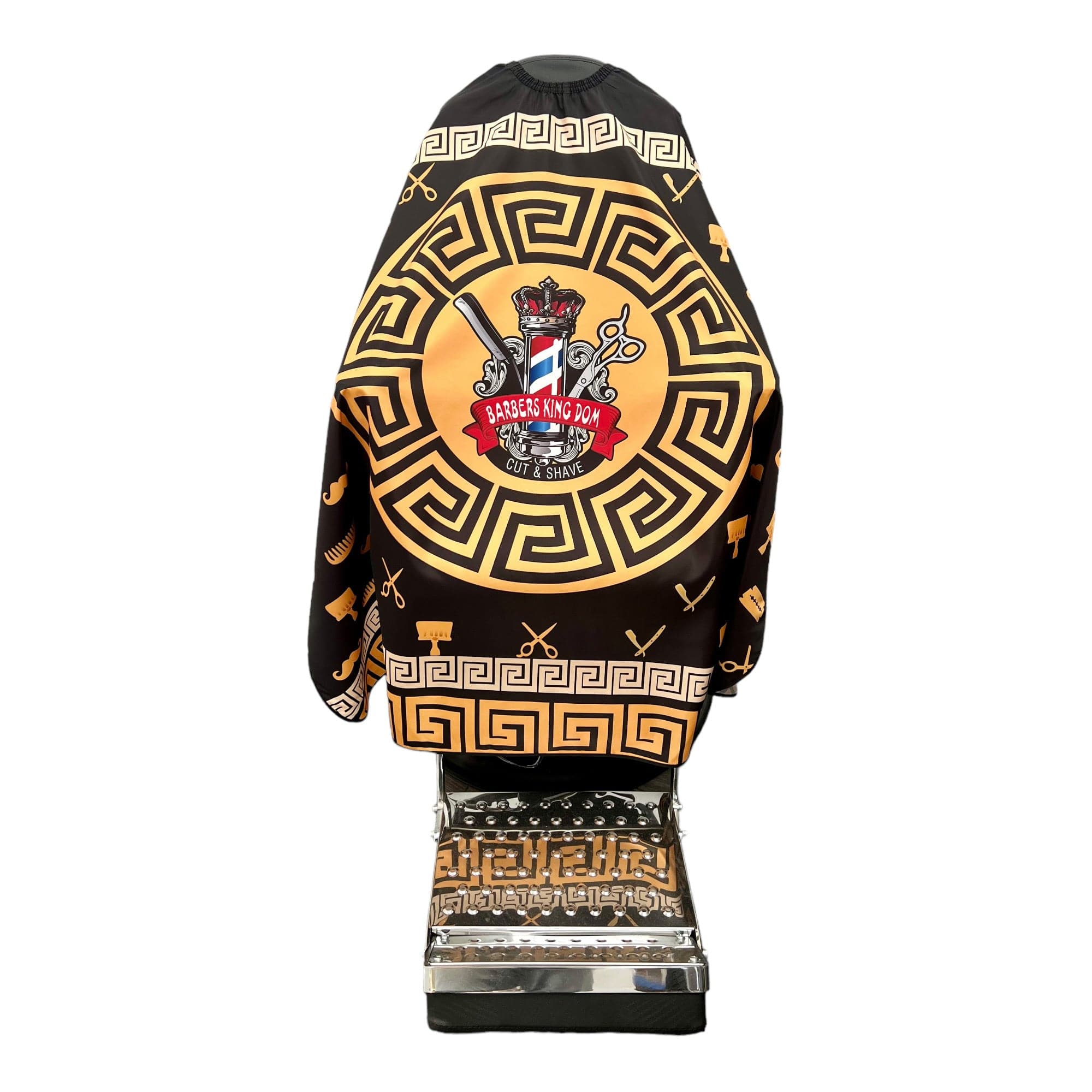 Gabri - Barber Hairdressing Hair Cutting Cape & Gown Barbers Kingdom Pattern (Black & Yellow)