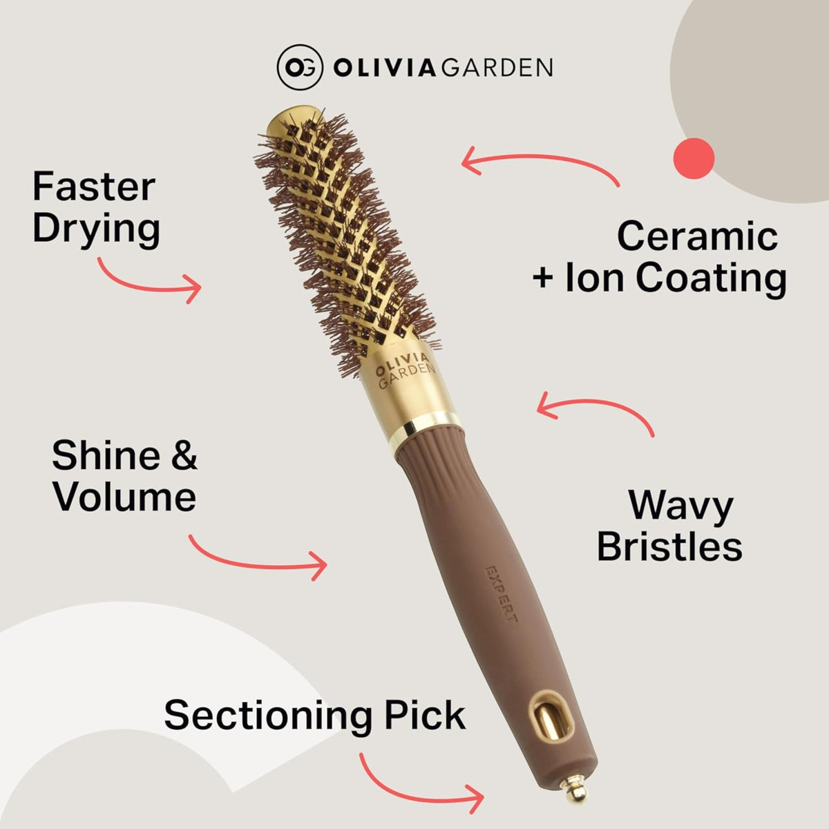 Olivia Garden - Expert Blowout Shine Wavy Bristles Gold & Brown 20mm