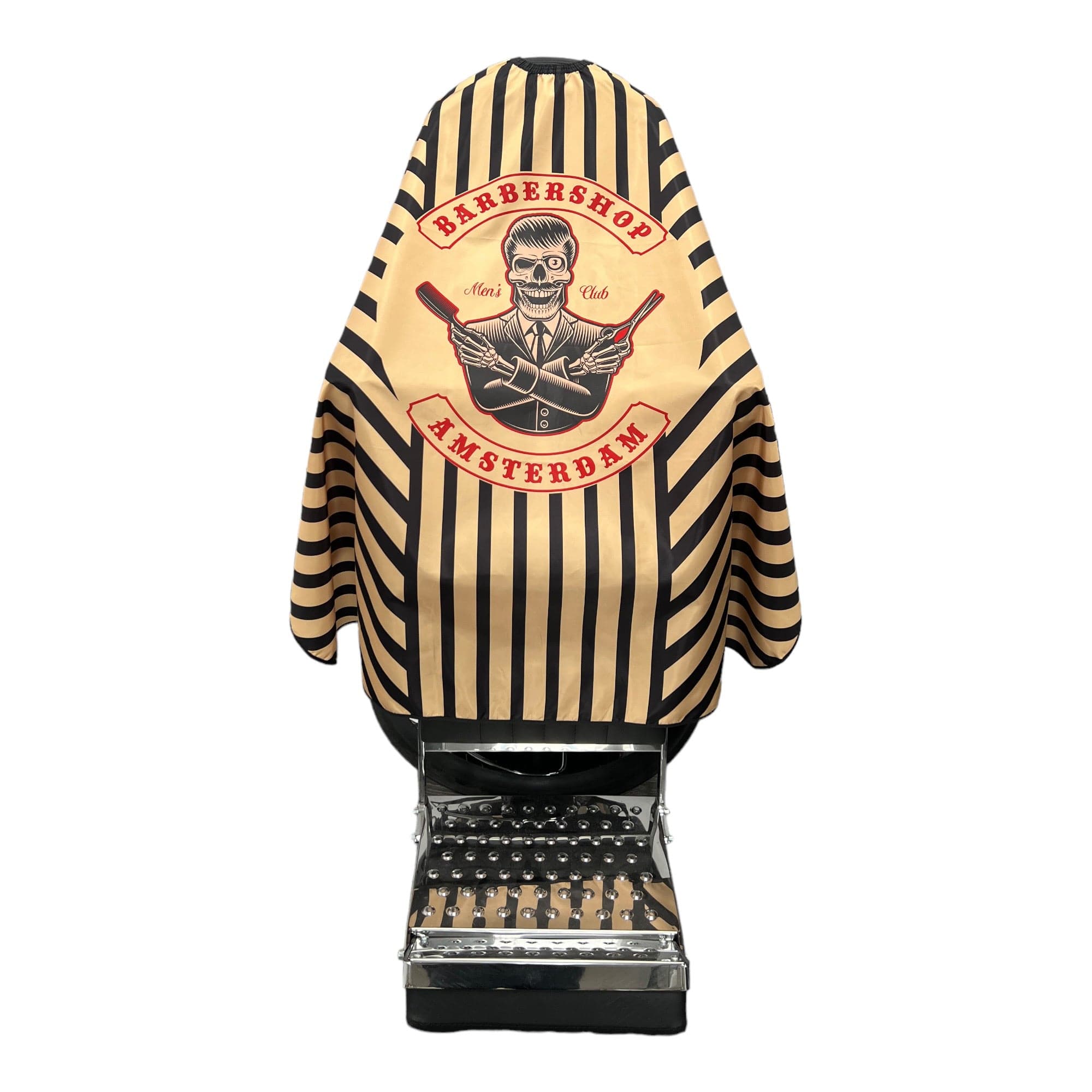 Gabri - Barber Hairdressing Hair Cutting Cape & Gown Skull Barber Pattern (Yellow Stripes)