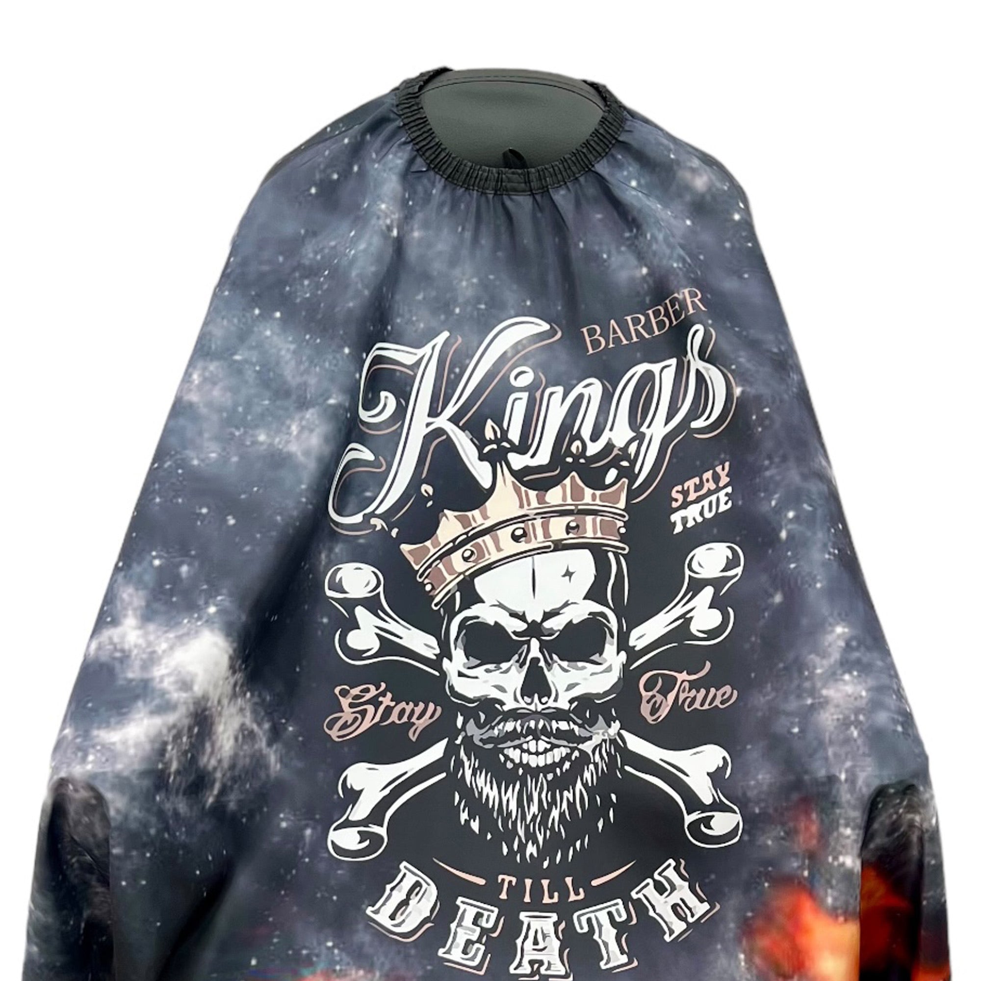 Gabri - Barber Hairdressing Hair Cutting Capes & Gowns Space Flames & Bearded Skull