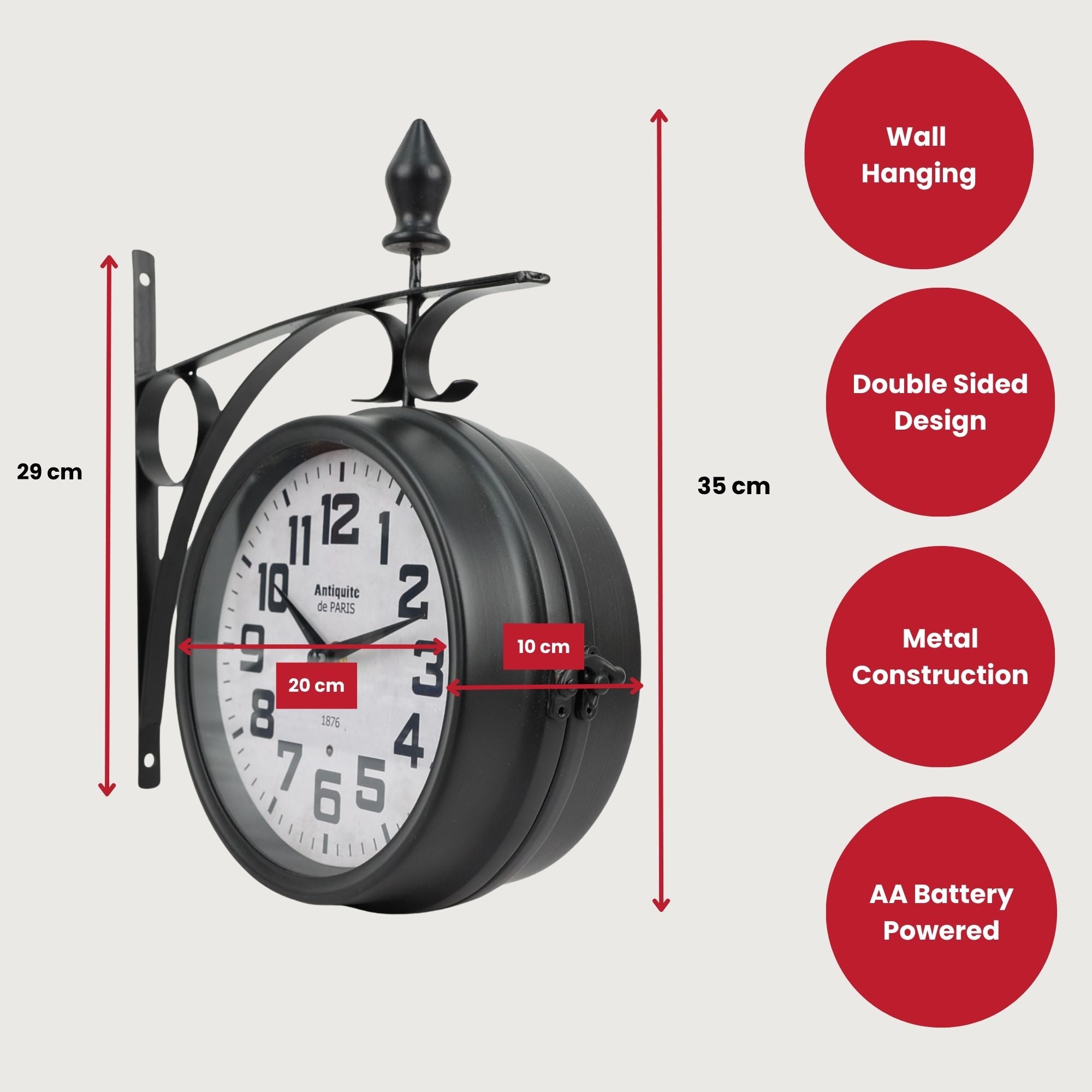 Eson - Double-Sided Station Clock