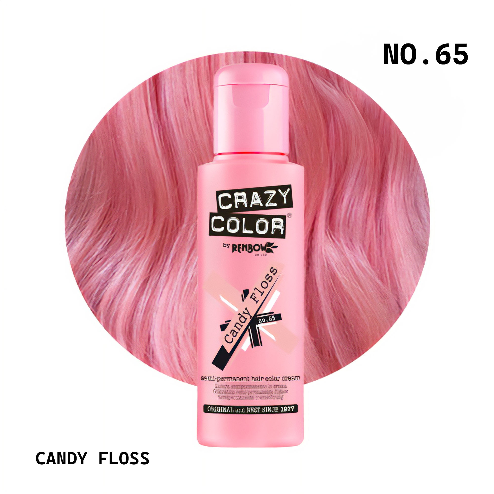 Crazy Color - Semi Permanent Hair Colour Cream Candy Floss No.65 100ml