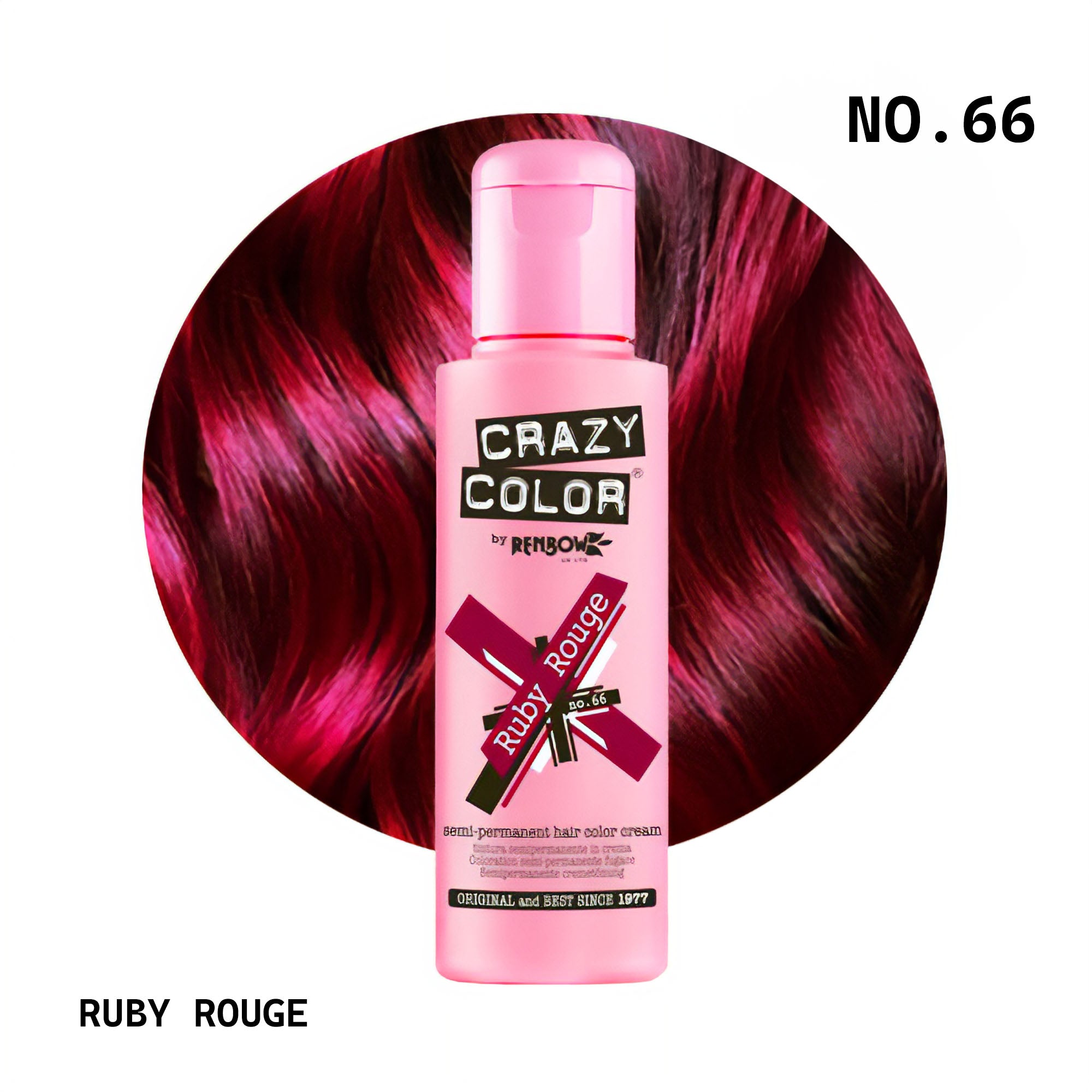 Crazy Color - Semi Permanent Hair Colour Cream Ruby Rouge No.66 100ml